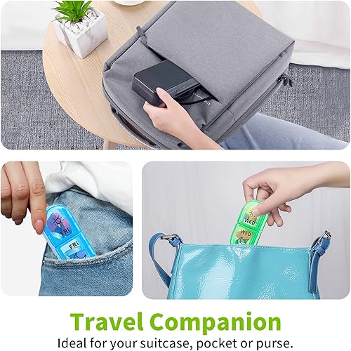 Miniatura 5 de Betife Pastillero semanal 2 veces al día, pastillero diario abierto por un lado, pastillero de viaje, contenedor de píldoras portátil AMPM,