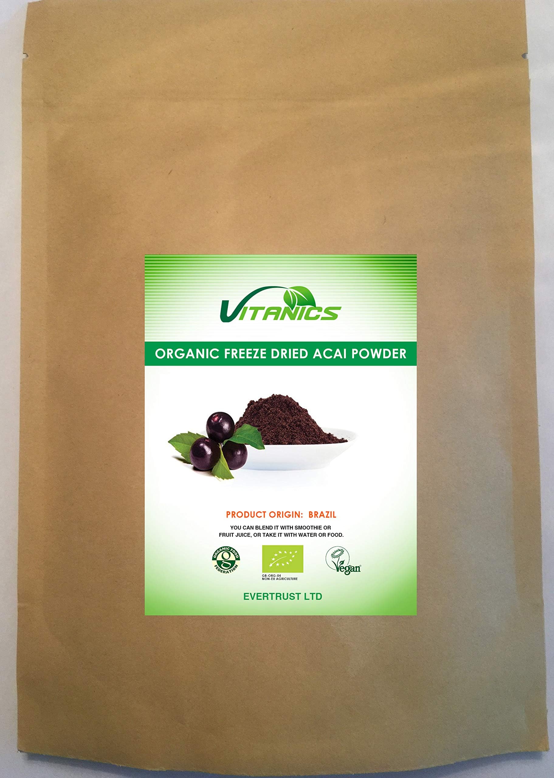 Organic Freeze Dried Finest Acai Berry Powder (60g)