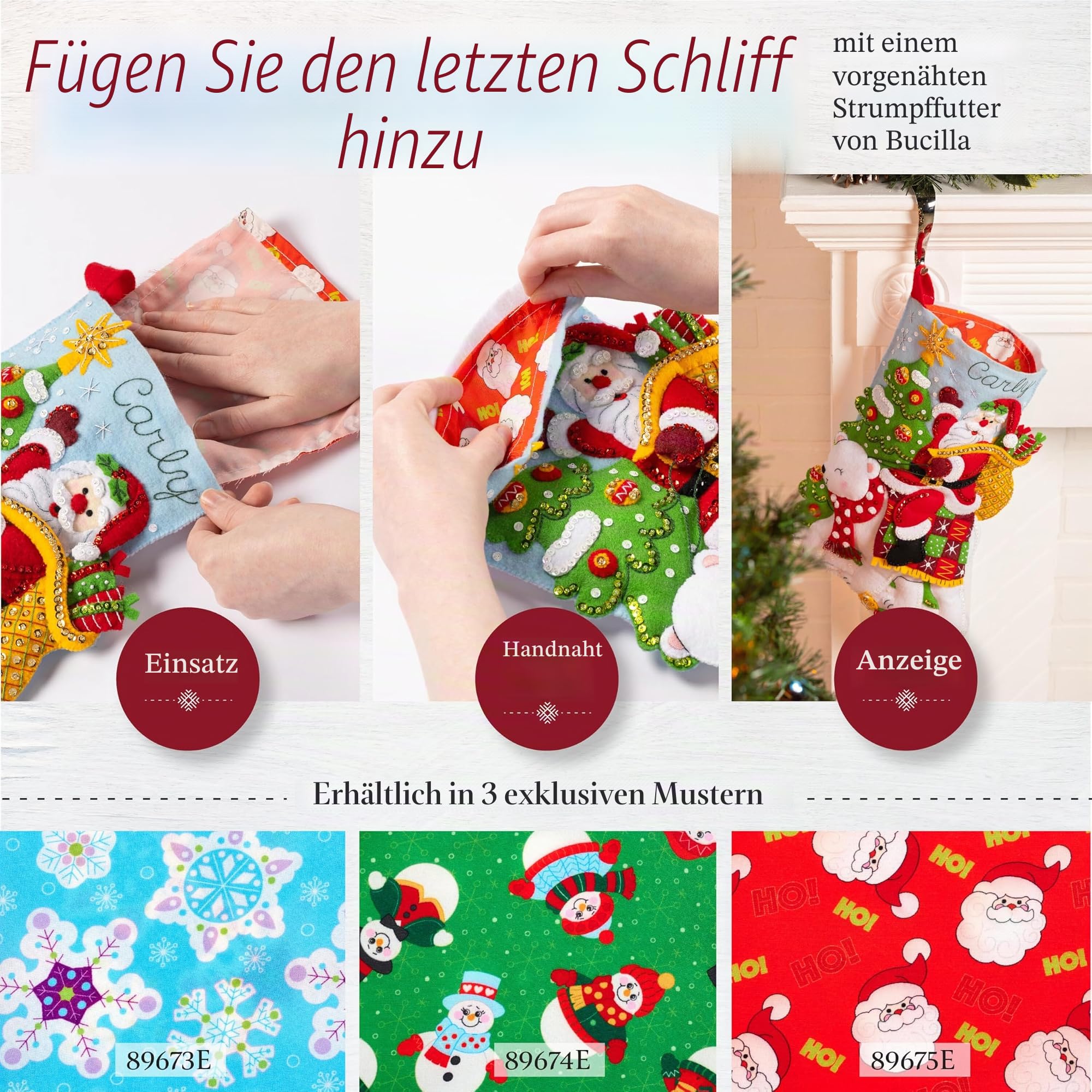 Bucilla Nikolausstrumpf-Set, Weihnachtsmann- und Freunde