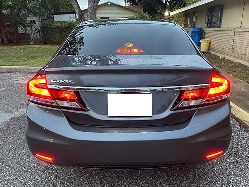 Miniatura 7 de iJDMTOY Lentes ahumadas 60-SMD LED Reflector de parachoques compatibles con Honda Civic Sedan 2013-2015, funciona como faros antiniebla traseros,
