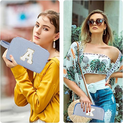 Miniatura 9 de Bolsa de maquillaje personalizada con inicial A-Z, bolsa de aseo de viaje, bolsas de maquillaje para niñas, bonita bolsa de cosméticos, organizador