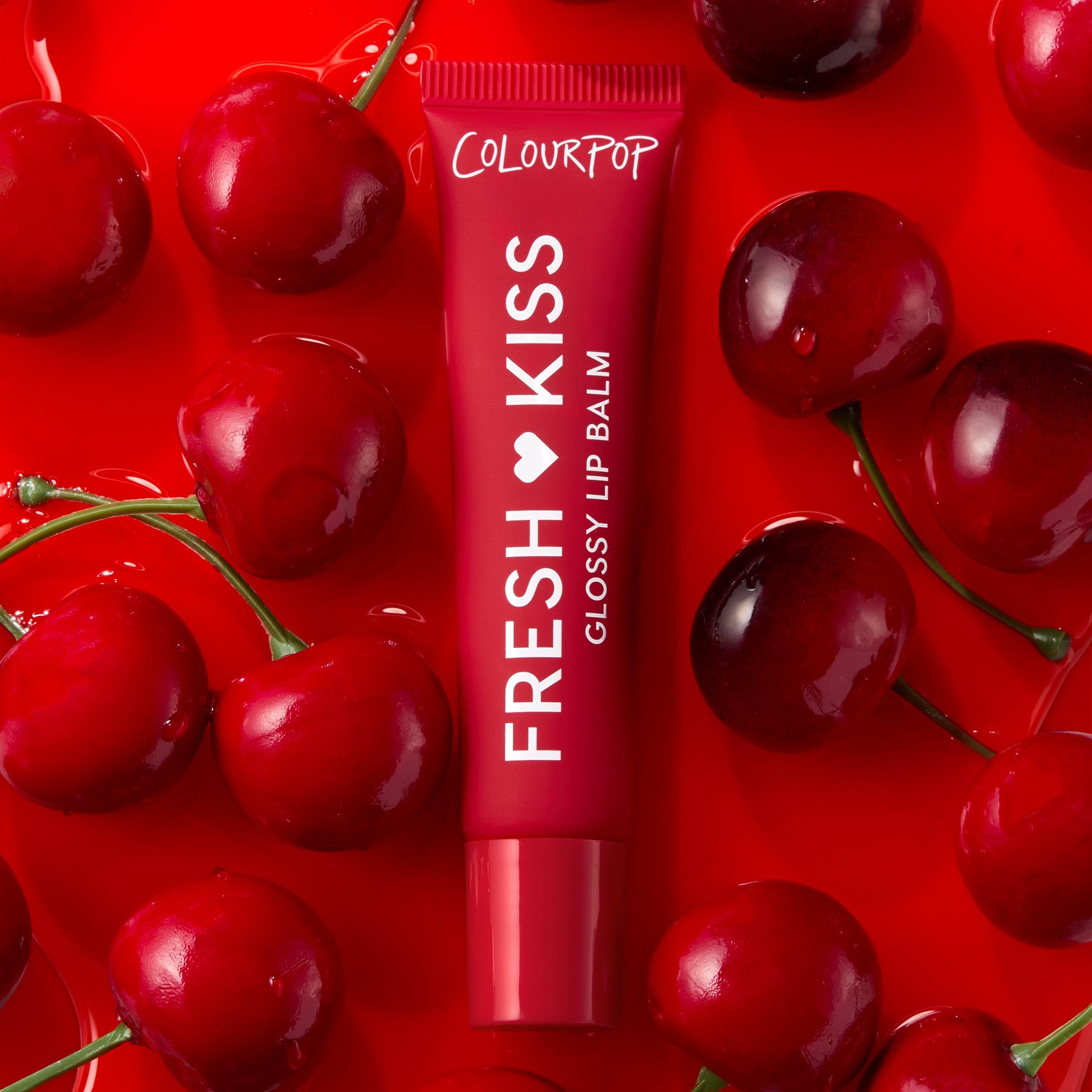 ColourPop Fresh Kiss Glossy Lip Balm - Hydrating Lip Care Enriched with Peptides, Hyaluronic Acid, Shea Butter & Vitamin E for an Ultra-Cushiony Formula - Caramel Latte (0.49 oz): Cherry Glaze 0.49 Ounce (Pack of 2)