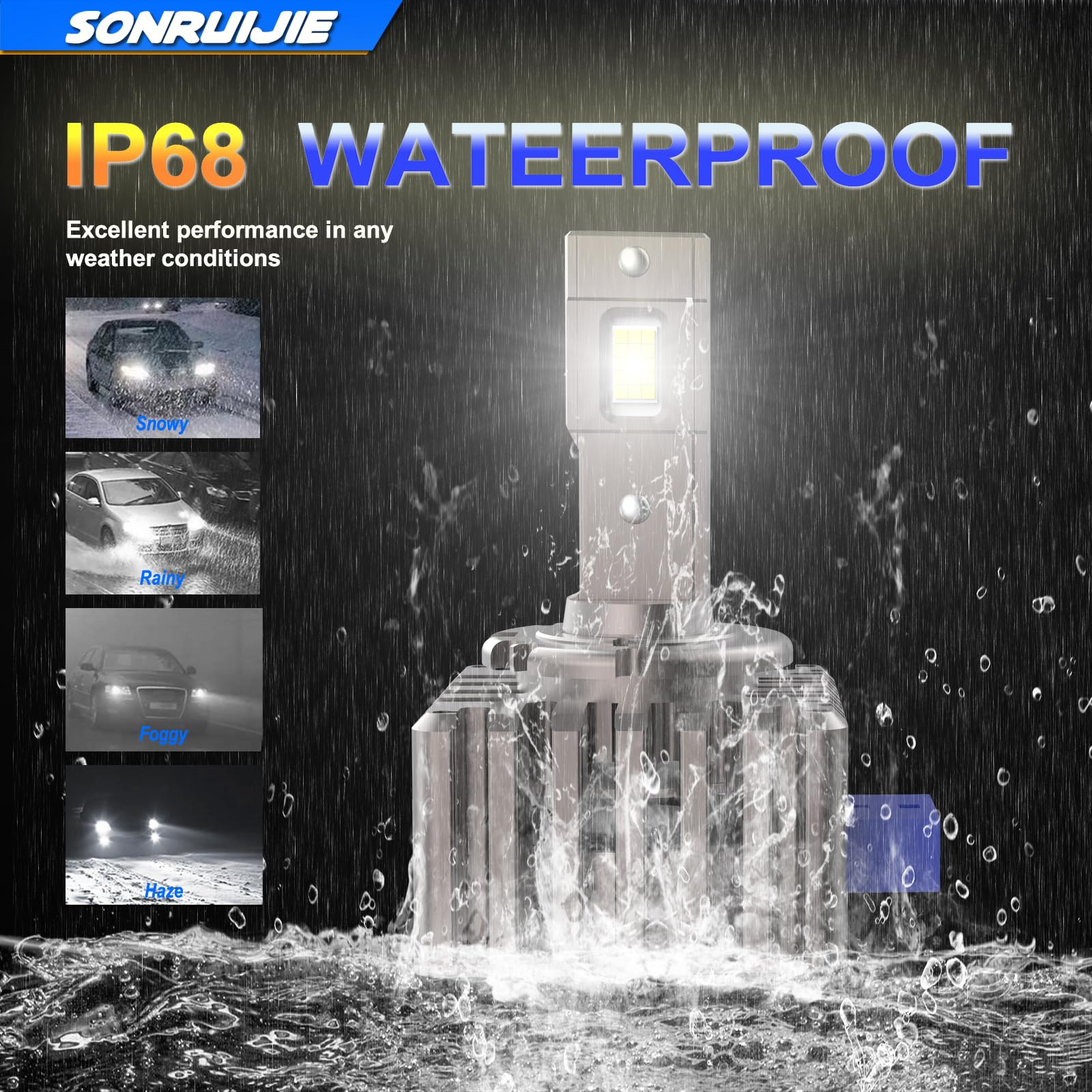 Ampoule D8S LED LED Voiture Anti Erreur 100% Canbus,120W (60W/Lampe) 24000LM 6000K, Remplacent Les Ampoule au HID Xénon OEM Plug and Play - 2 Lampes