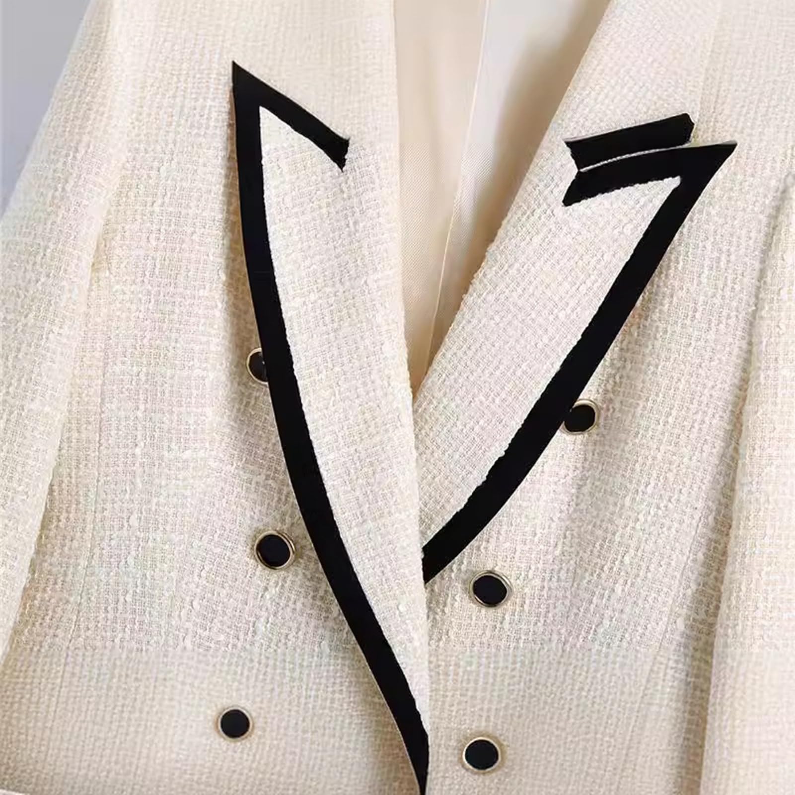 Chaqueta de Tweed para Mujer, Blazer Formal de Negocios de Oficina, Cardigan Traje Abrigo, Outwear Gire Cuello Abajo Slim Fit Blazer Trabajo Wear
