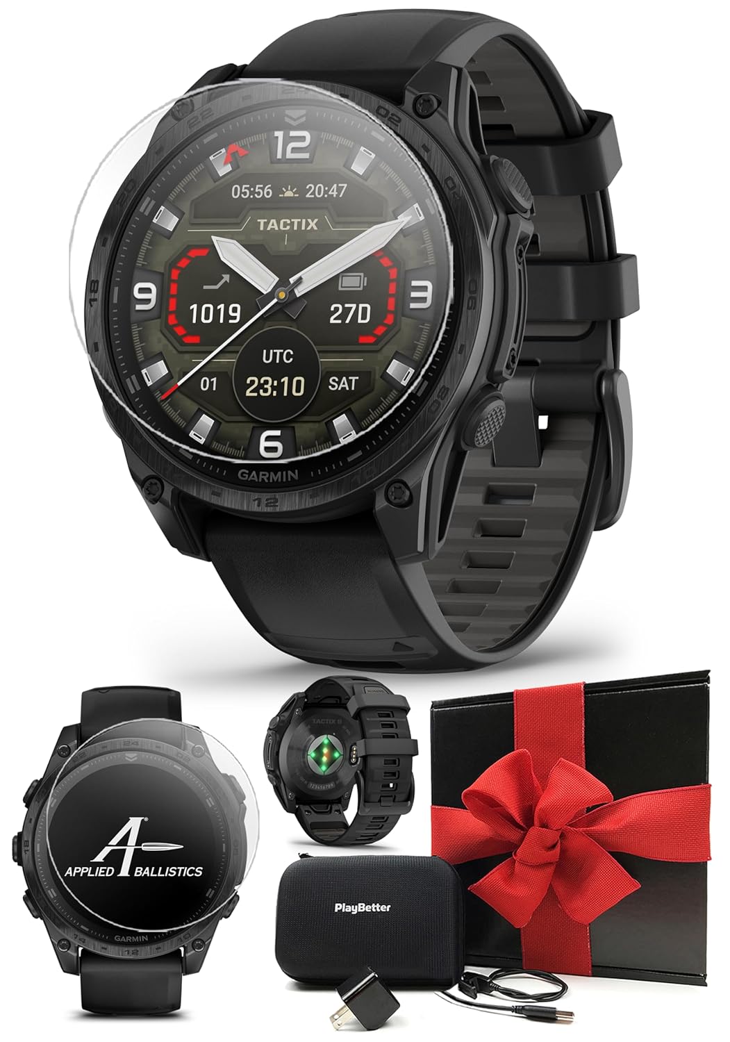 Garmin tactix 8 AMOLED 47mm Premium Tactical GPS Smartwatch Gift Box Bundle - Applied Ballistics Ultralight Solver Built-in