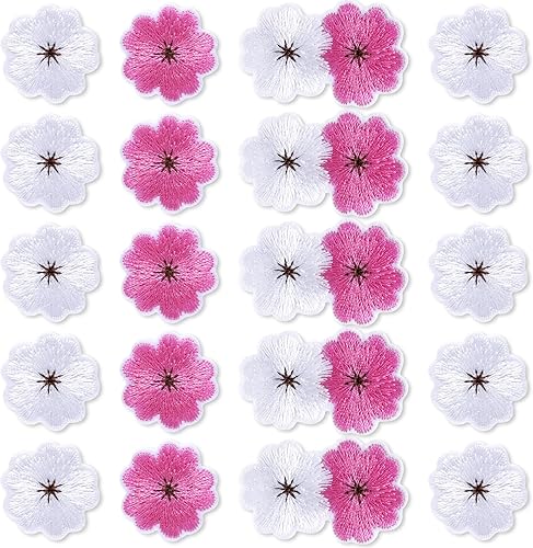 Sakura - Parches para planchar con flores, 30 unidades, parches bordados, adornos florales para ropa, chaquetas, mochilas, vestidos, agujeros,