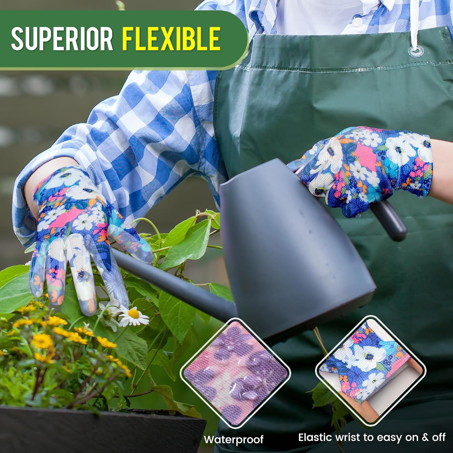 6 Pairs Gardening Gloves for Women - Breathable Rubber Coated Garden Gloves, Multi-purposes Gardening Gloves image 5