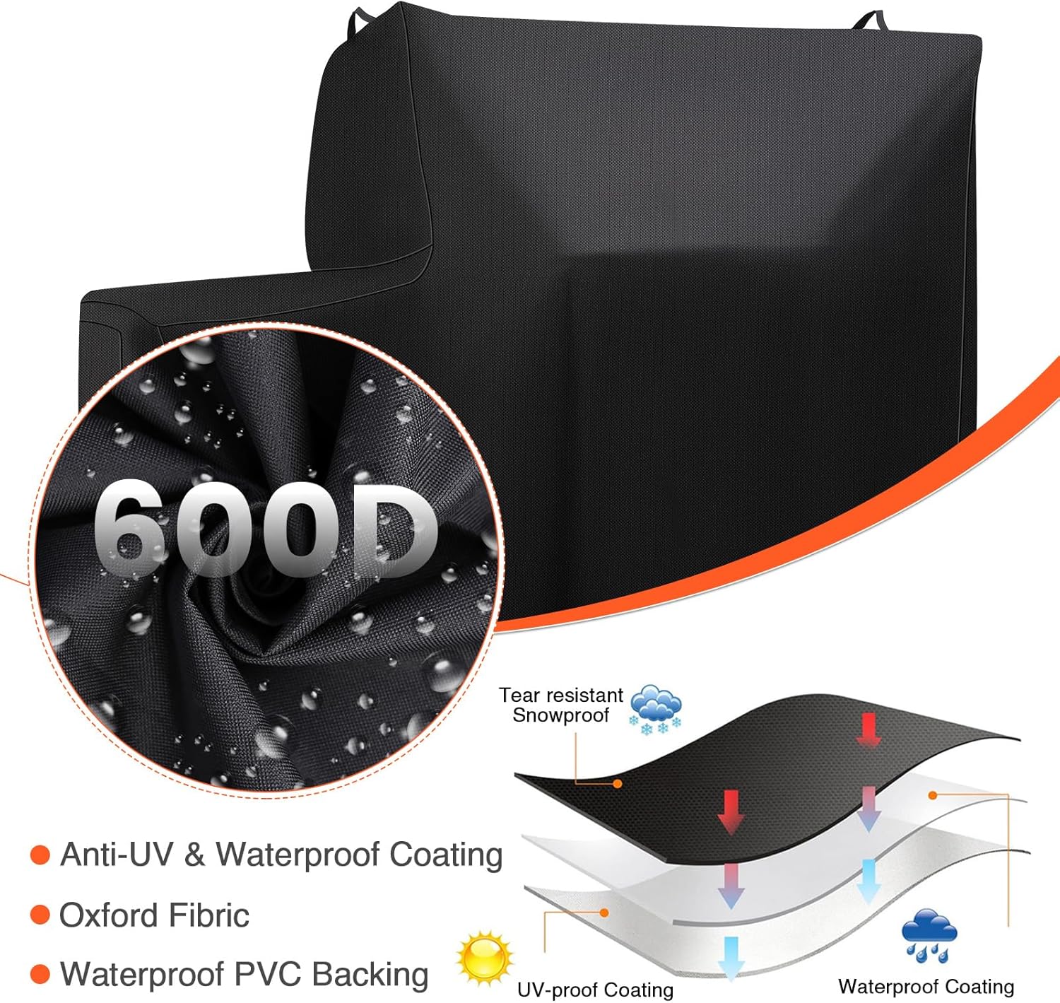 QuliMetal Smoker Cover for Gravity Series 1050 Digital Charcoal Grill and Smoker Durable Grill Cover with PVC Liner, Double-Stitching and Adjustable Drawstring in Black, Model MB20081220