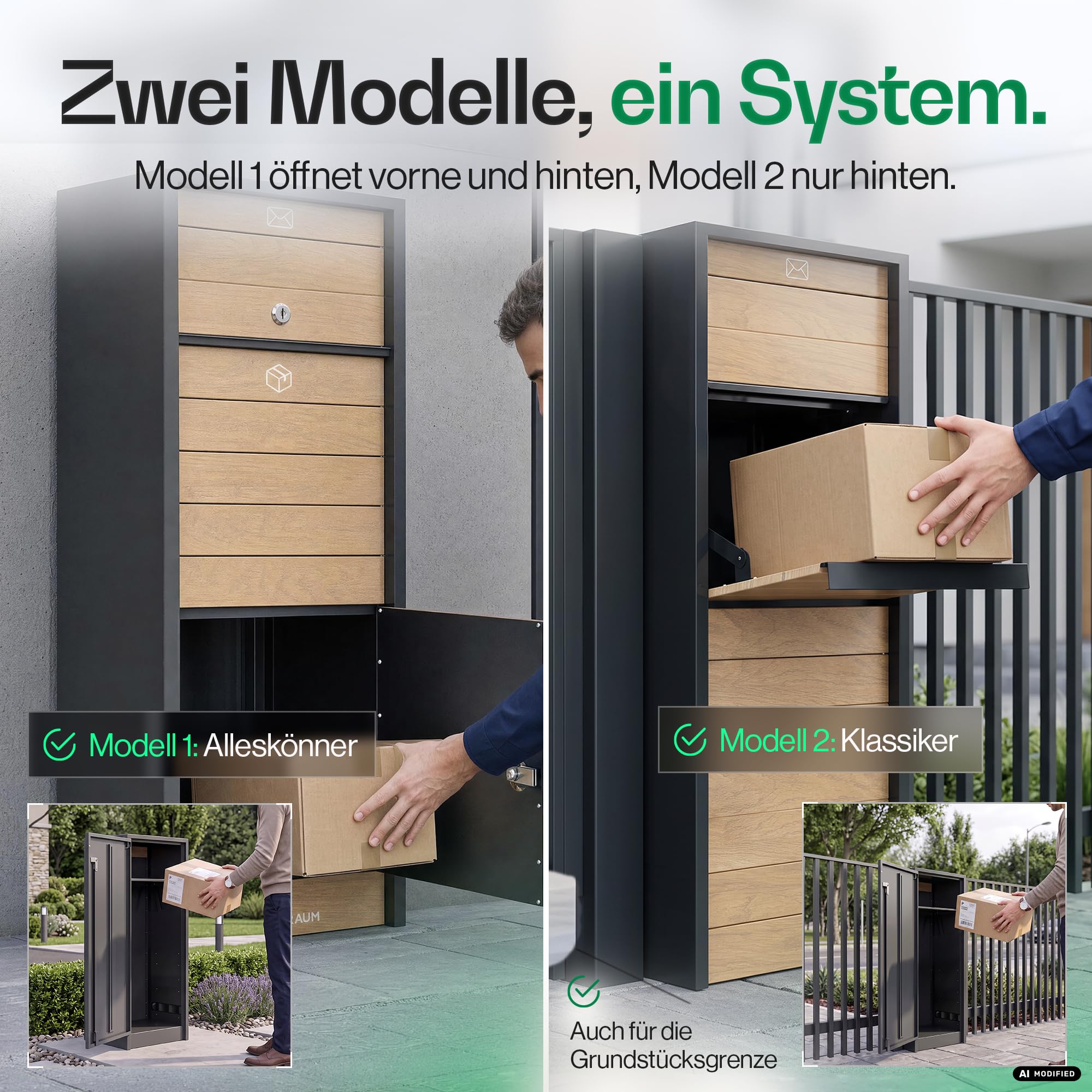 Paketbox, Briefkasten mit Paketfach, Paketbox draußen groß XXL