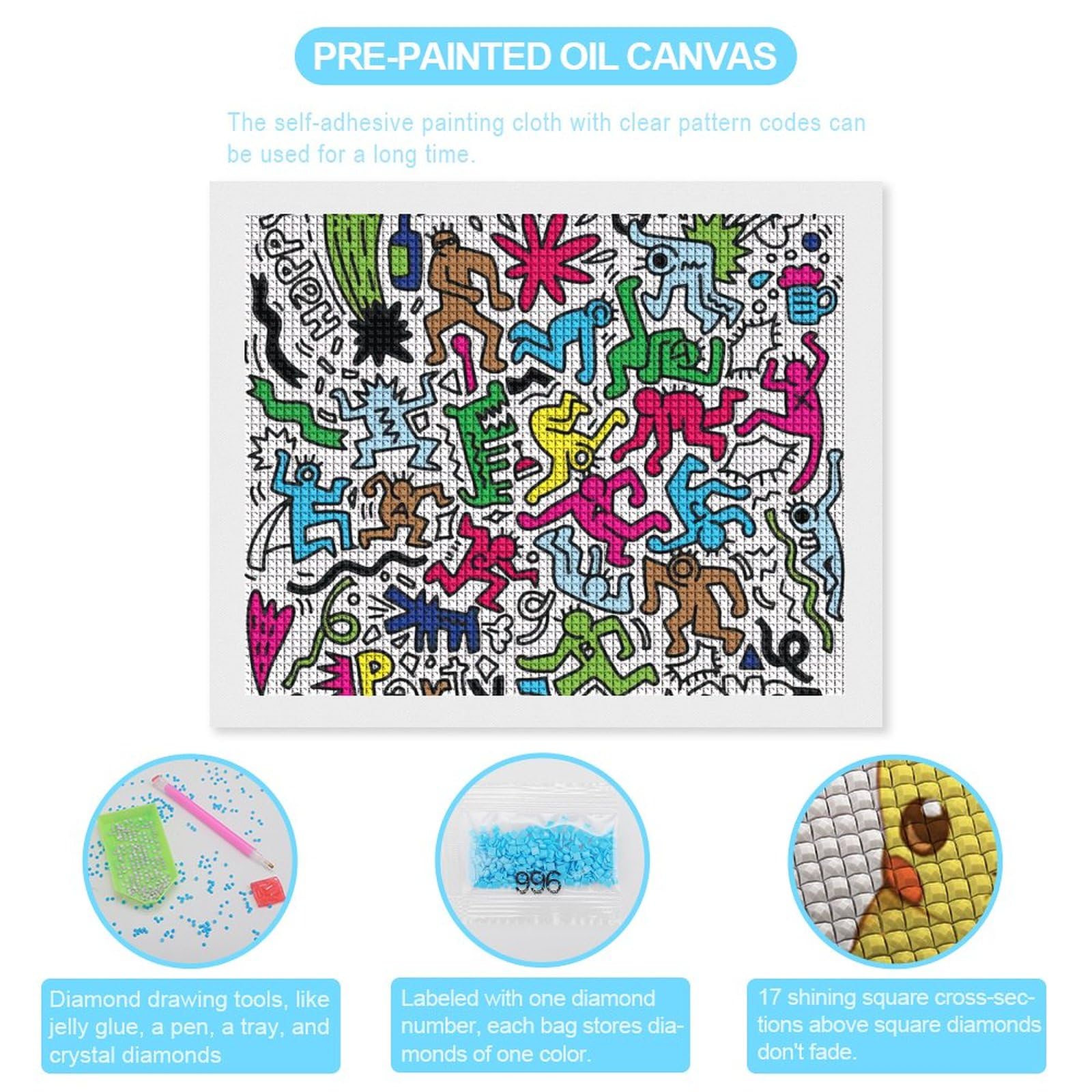 Amazon.co.jp: ダイヤモンドアート キース ヘリング 四角形 全面貼り