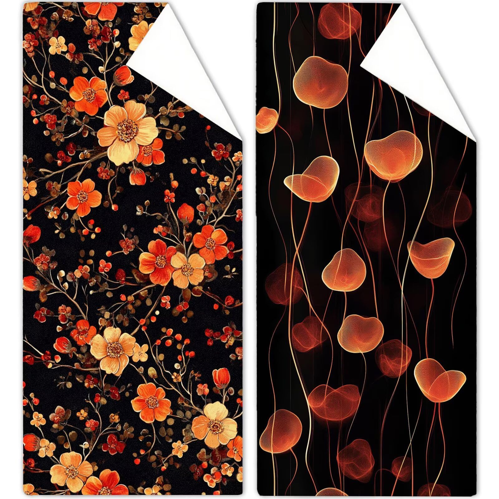Ręcznik plażowy z mikrofibry, 85 x 170 cm, kwiatowy ręcznik plażowy w stylu retro, do sauny, bez piasku, szybkoschnący, chłonny ręcznik plażowy, ręcznik sportowy na podróż, urlop, do pływania, na