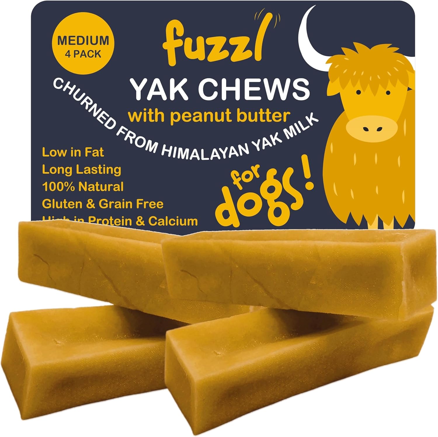 Yak Cheese Himalayan Canine Chews Peanut Butter Medium 4 Pack – Himalayan Yak Chews for Canines – Pure Canine Chew Milkbone Canine Meals Lengthy Lasting Canine Dental Sticks Milk Chews Cheese Stick