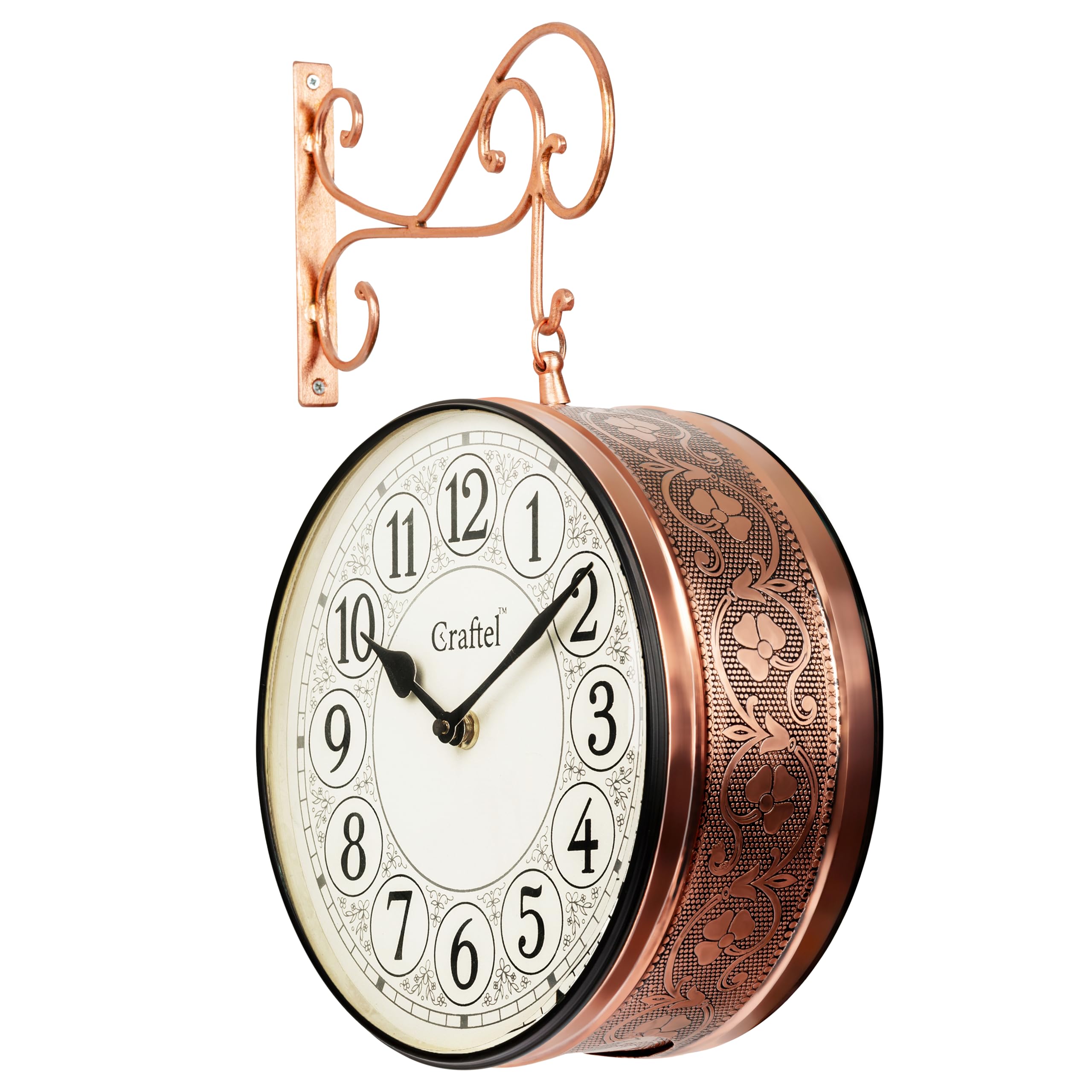 CRAFTEL Metal Analog Railway Station Clock Double Sided Vintage Wall Clock for Living Room Home and Office (Rose Gold_10 Inches) (B09F8XSV5F) Amazon Price History, Amazon Price Tracker
