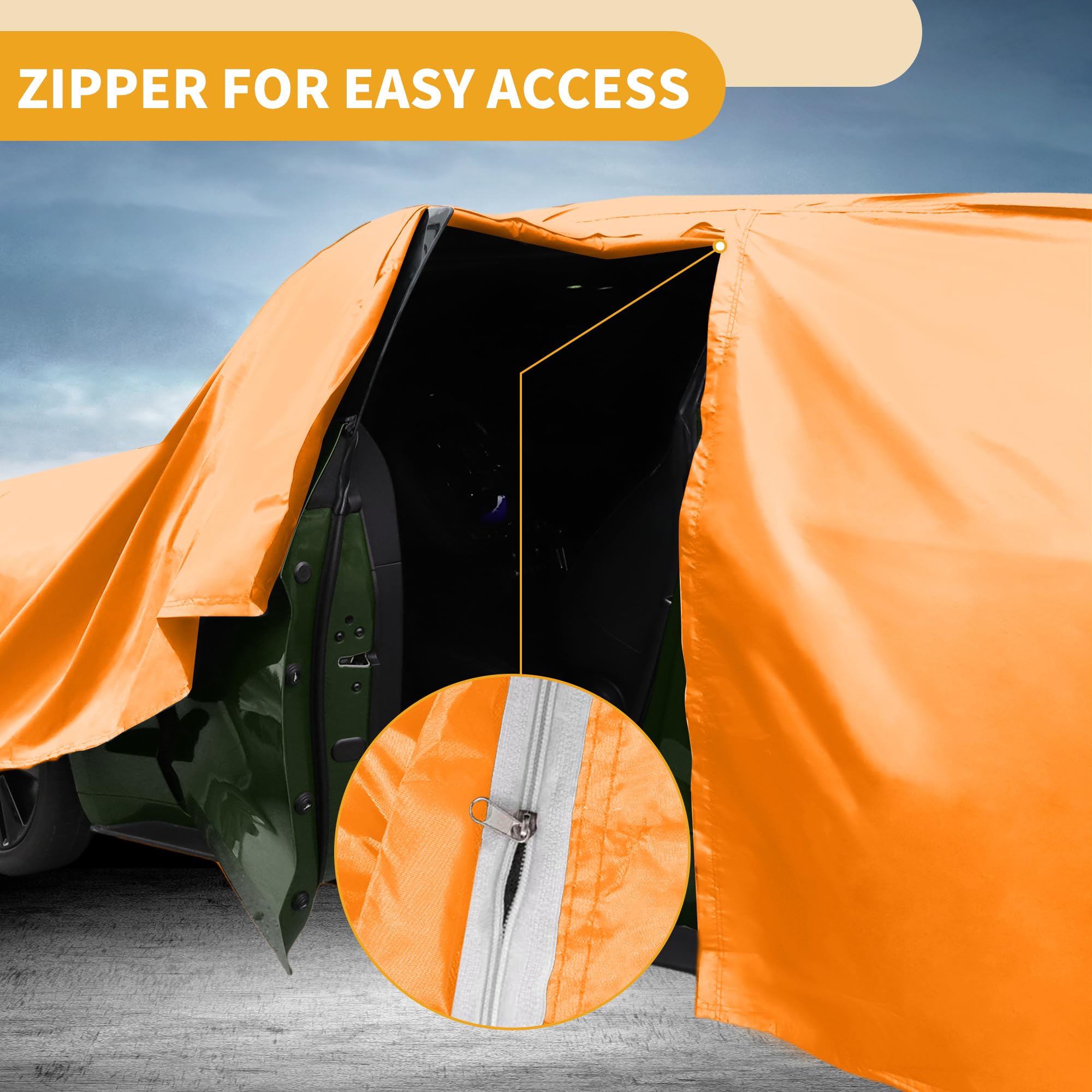 Funda De Coche Impermeable para Todo Clima Exterior Automotriz Protección Solar Anti-UV Lluvia Completa para Smart Fortwo 210D-Pu Naranja con Franjas Reflectantes.