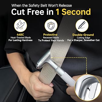 Life-Saving 1-Second Car Window Breaker and Seatbelt Cutter,Fast Escape Tool, ImpactBoost Car Safety Hammer With Glass Breaker, Premium Car Accessories, Thoughtful Car Gifts For Man Women
