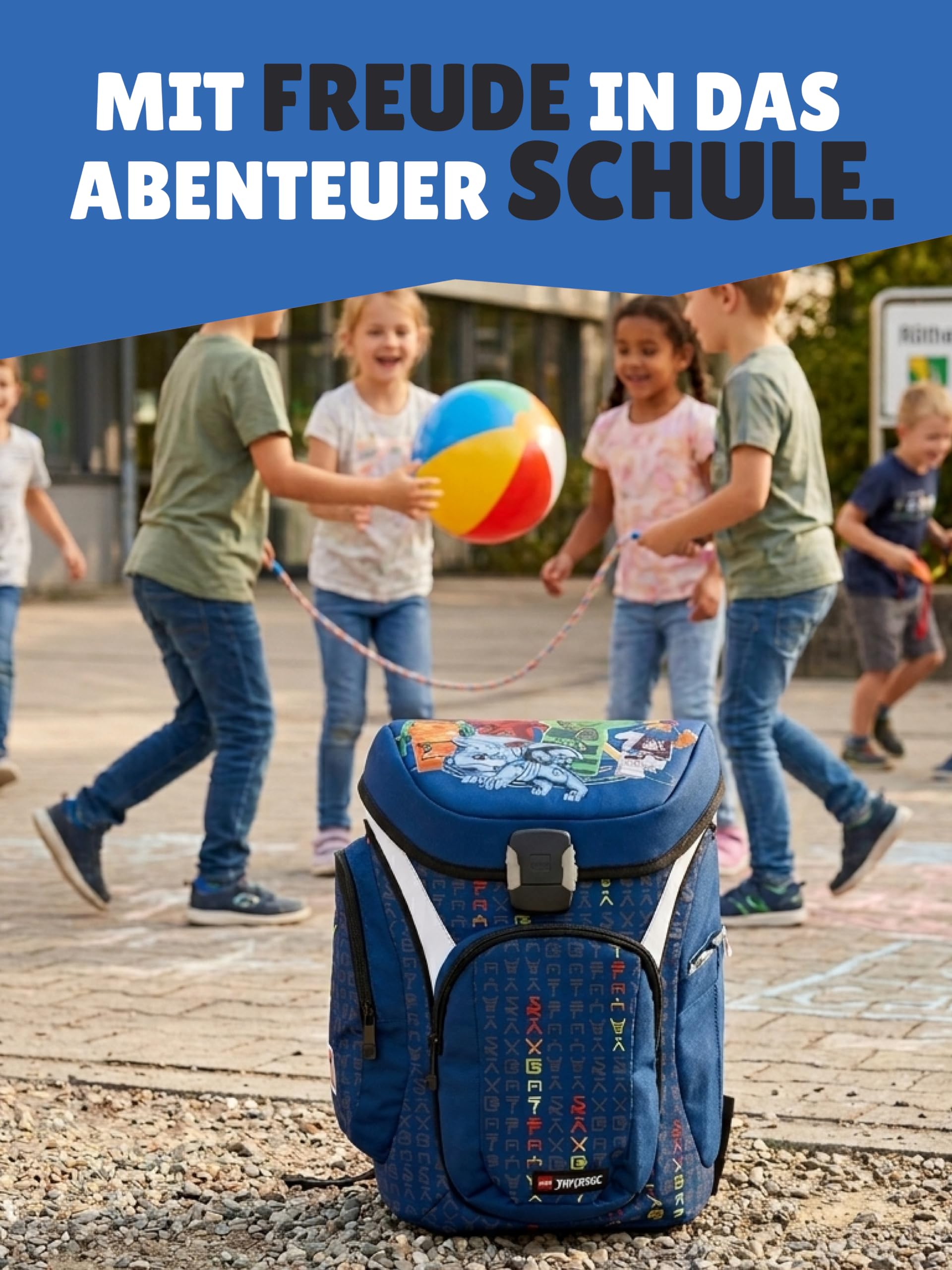 Familando - Schulranzen Set 9-teilig mit Sporttasche - Ninjago Blau - Ergonomisch, stabil & mit gepolstertem Rücken - 1250g leicht mit 16L Volumen - wasserabweisend und mit Reflektoren - Ab 1. Klasse