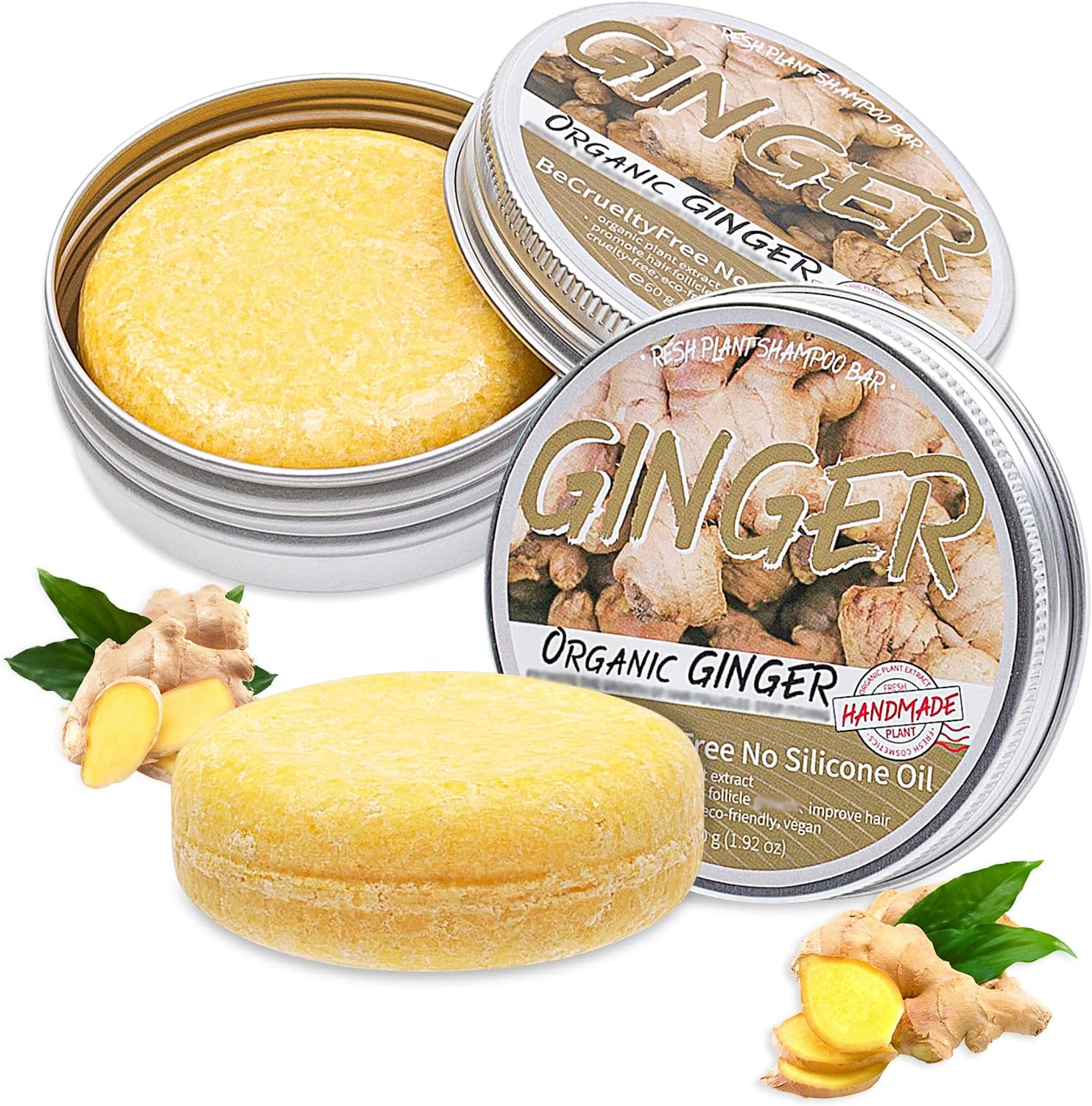 2PCS Ginger Hair Regrowth Shampoo Bar, Anti Hair Loss Ginger Shampoo Soap
