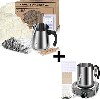 Soy Wax Candle Making Kit Supplies, Natural Candle Wax for Candle Making, DIY Art&Crafts Kit for Adults,Beginner,Kids, Including Soy Wax Flakes, Candle Wick, Centering Devices, Melting Pot,Spoon