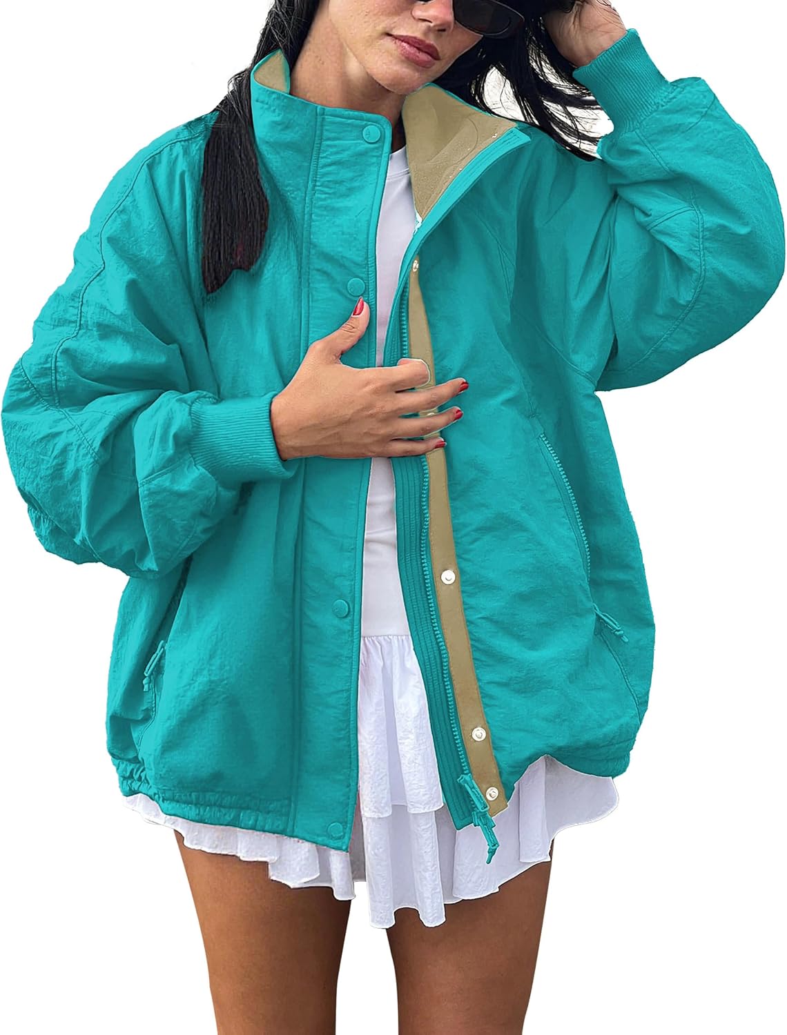 Womens Windproof Outdoor Jacket Fleece Lined Lightweight Coat
