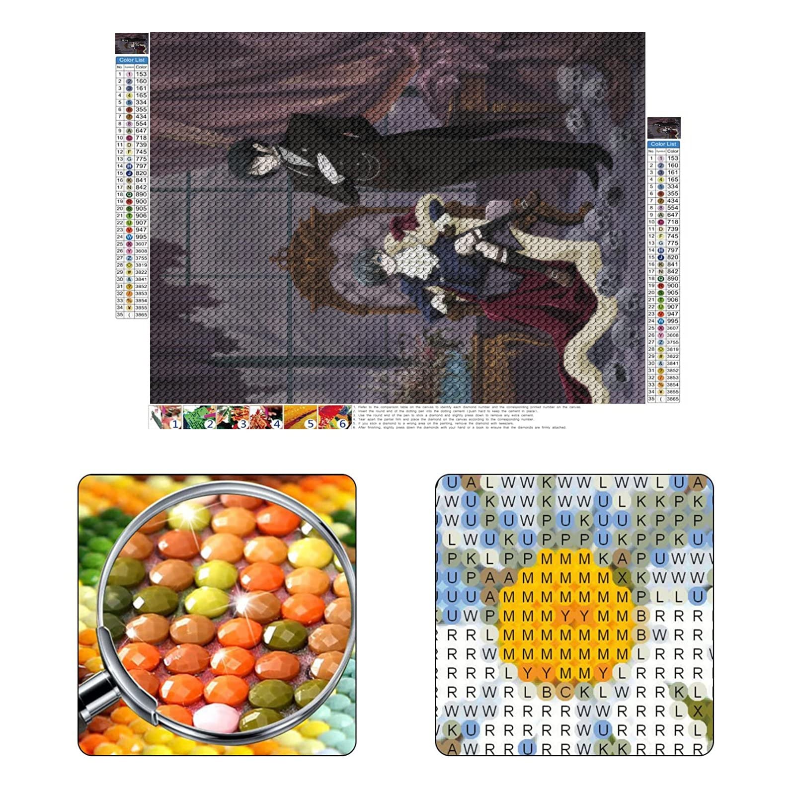 PAWCA 5D Diamond Painting 'Black Butler' Anime - Rund-Diamanten, 30x40 Cm, DIY Mosaik Bild