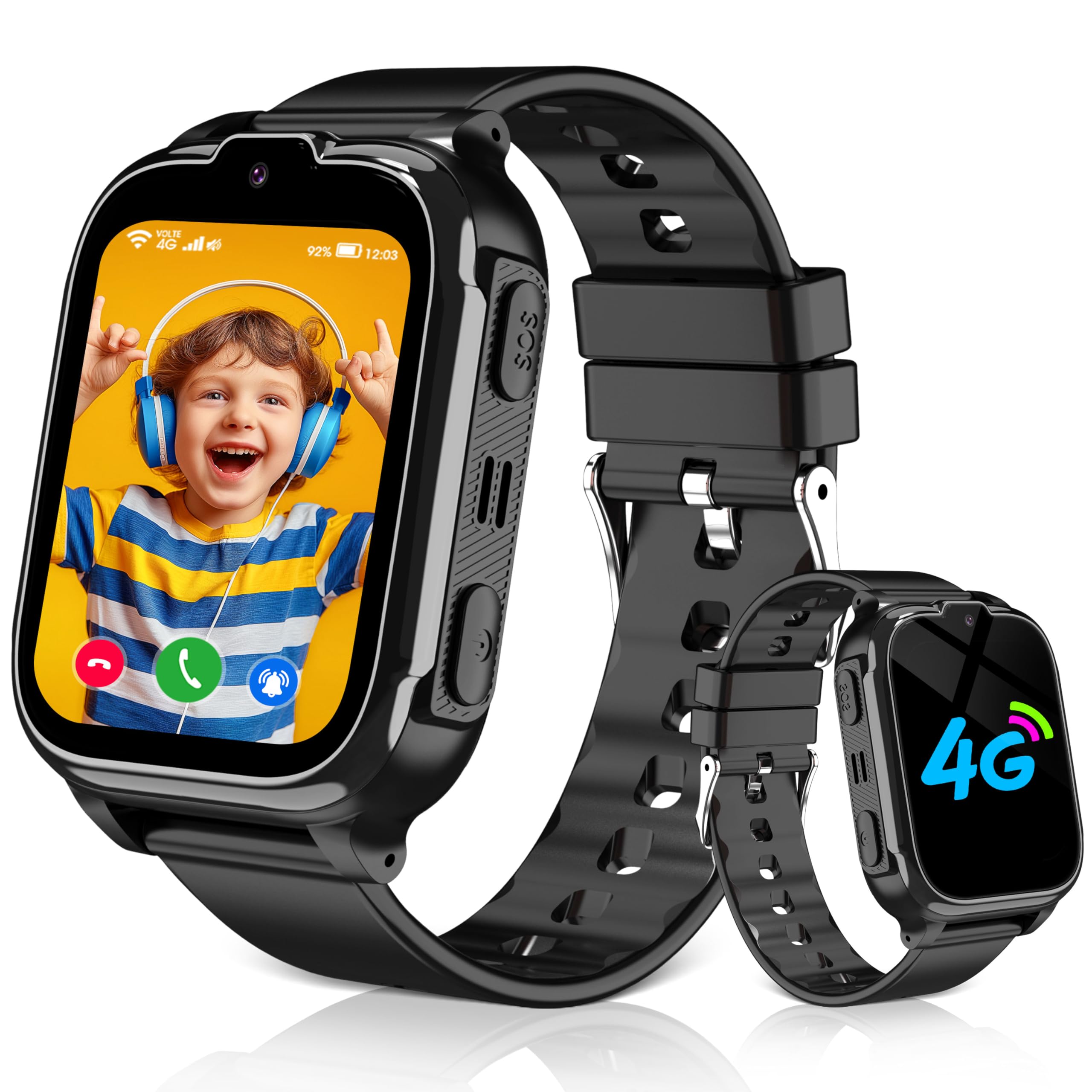 4G Smart Watch Child with GPS and Calls,IP68 Waterproof Smartwatch Children Calls Videolocall Phone SOS Chat Game Alarm Clock Class Mode,GPS Watch Children Student Gift