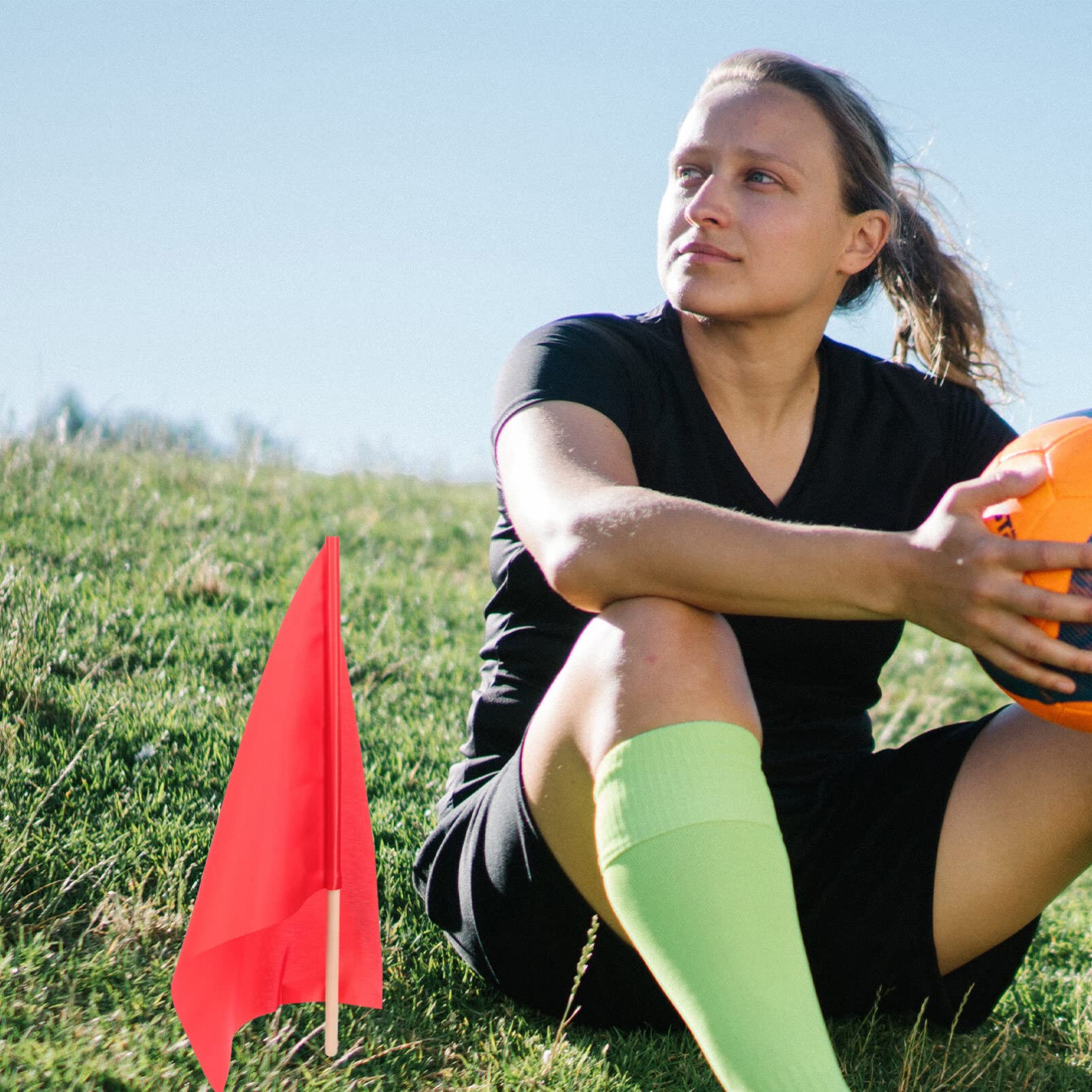 BESPORTBLE Racing Conducting Flag 4pcs Match Referee Flags for Sports 30cm x 40cm Wood/polyester Material