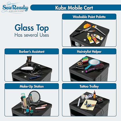 Miniatura 5 de SD STUDIO DESIGNS Kubx - Organizador de almacenamiento móvil giratorio de 4 lados con tapa de cristal, múltiples compartimentos