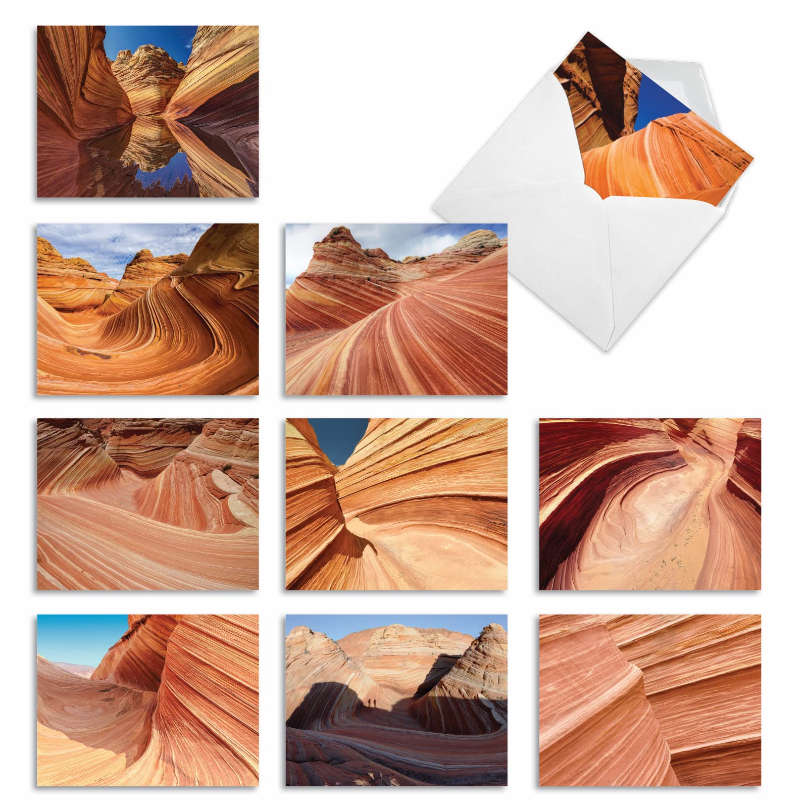 The Best Card Company - Box of 10 All Occasion Cards Blank (4 x 5.12 Inch) - Scenic Landscape Cards Assorted - Carved in Stone M1730BN