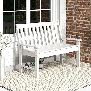 Tangkula 2-Person Outdoor Garden Park Bench, All-Weather HDPE Patio Love...