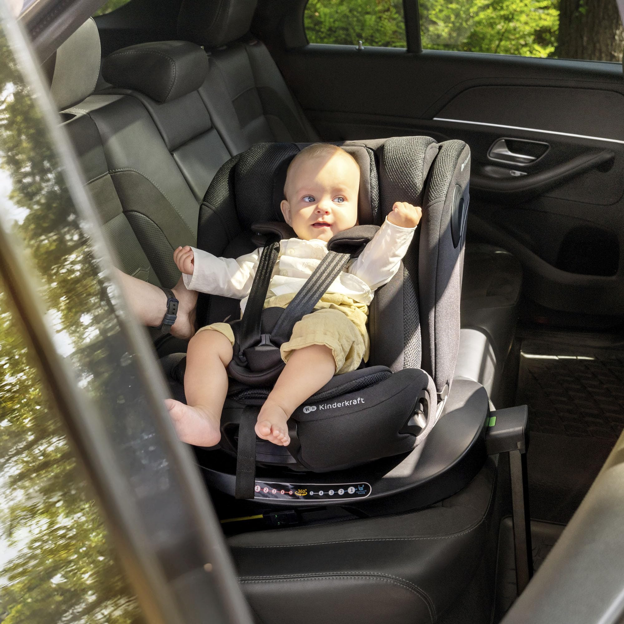 Kinderkraft I-360 2 PRO Seggiolino auto 0-36 kg, I-SIZE 40-150 cm, Seggiolino 360 girevole, con Isofix Base, Reclinabile Posizione sdraiata, Poggiatesta regolabile, Gruppo 0 1 2 3, Grigio