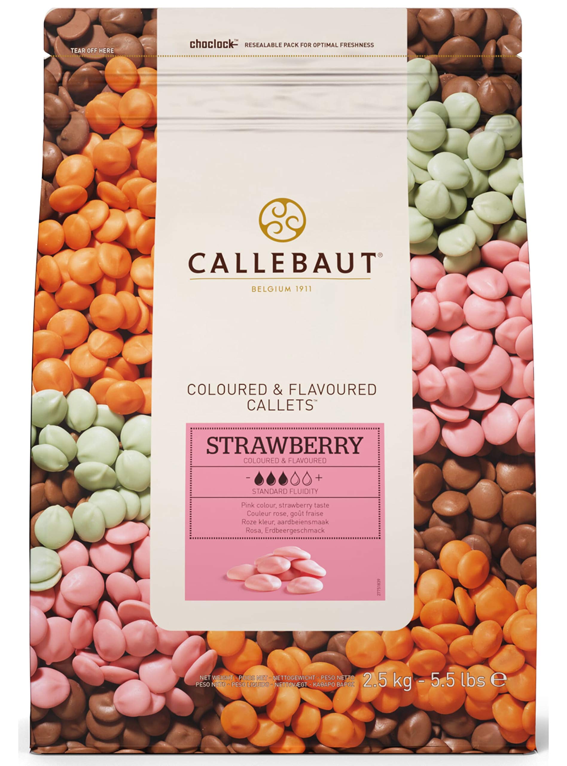 Callebaut Czekolada z masła kakaowego w kolorze różowym o smaku truskawkowym 2,5 kg