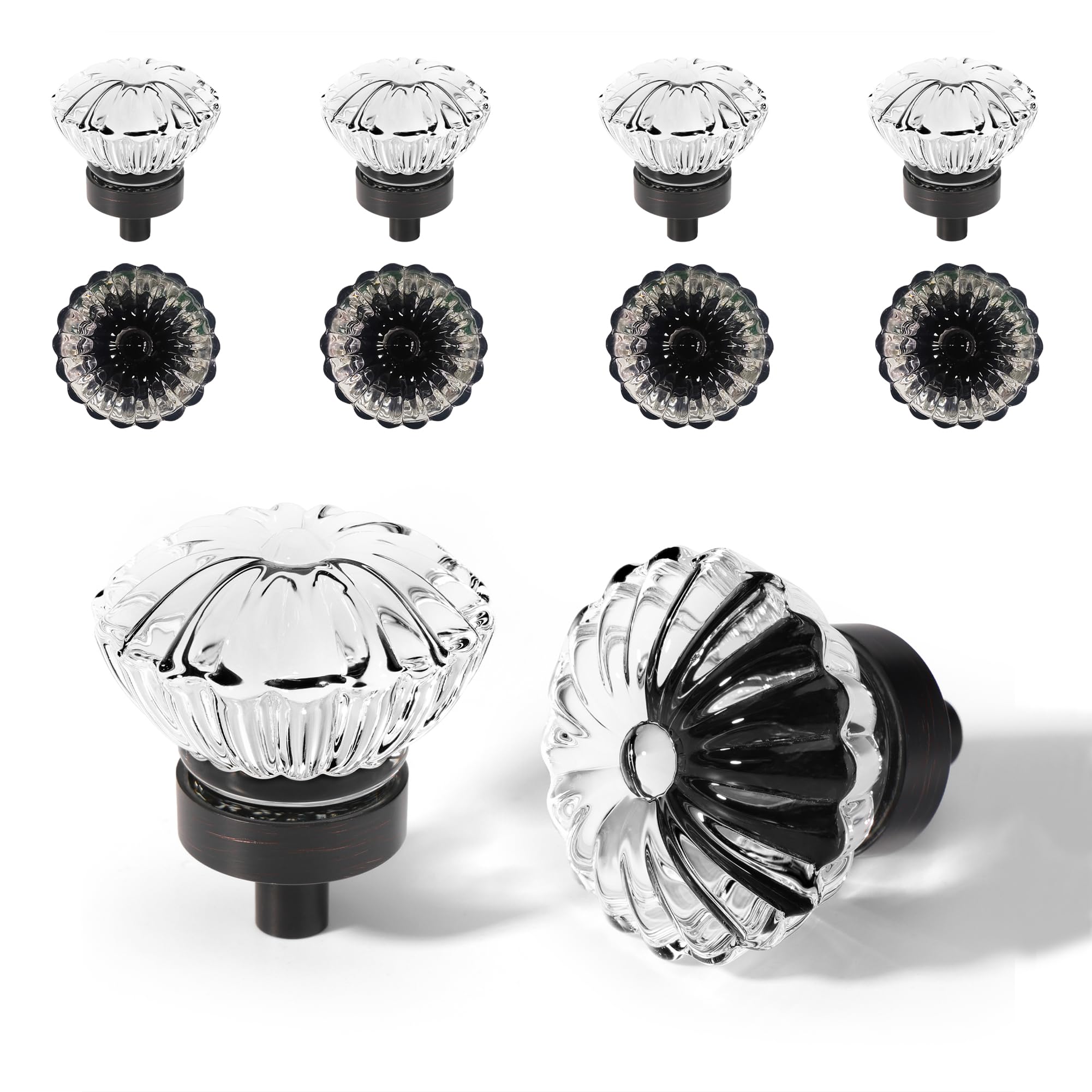 Oil Rubbed Bronze Crystal Cabinet Knobs 8 Pack Flower Crystals Cabinet Knobs Cabinets Knob Clear Small Pull For Closet Dresser Drawers Cupboard Wardr 635408119605