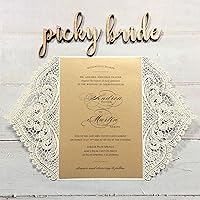 Vista 5 de 25 invitaciones de boda de 5 x 7 pulgadas con sobres, corte láser de encaje hueco con cintas elegantes, para boda, despedida de soltera, compromiso