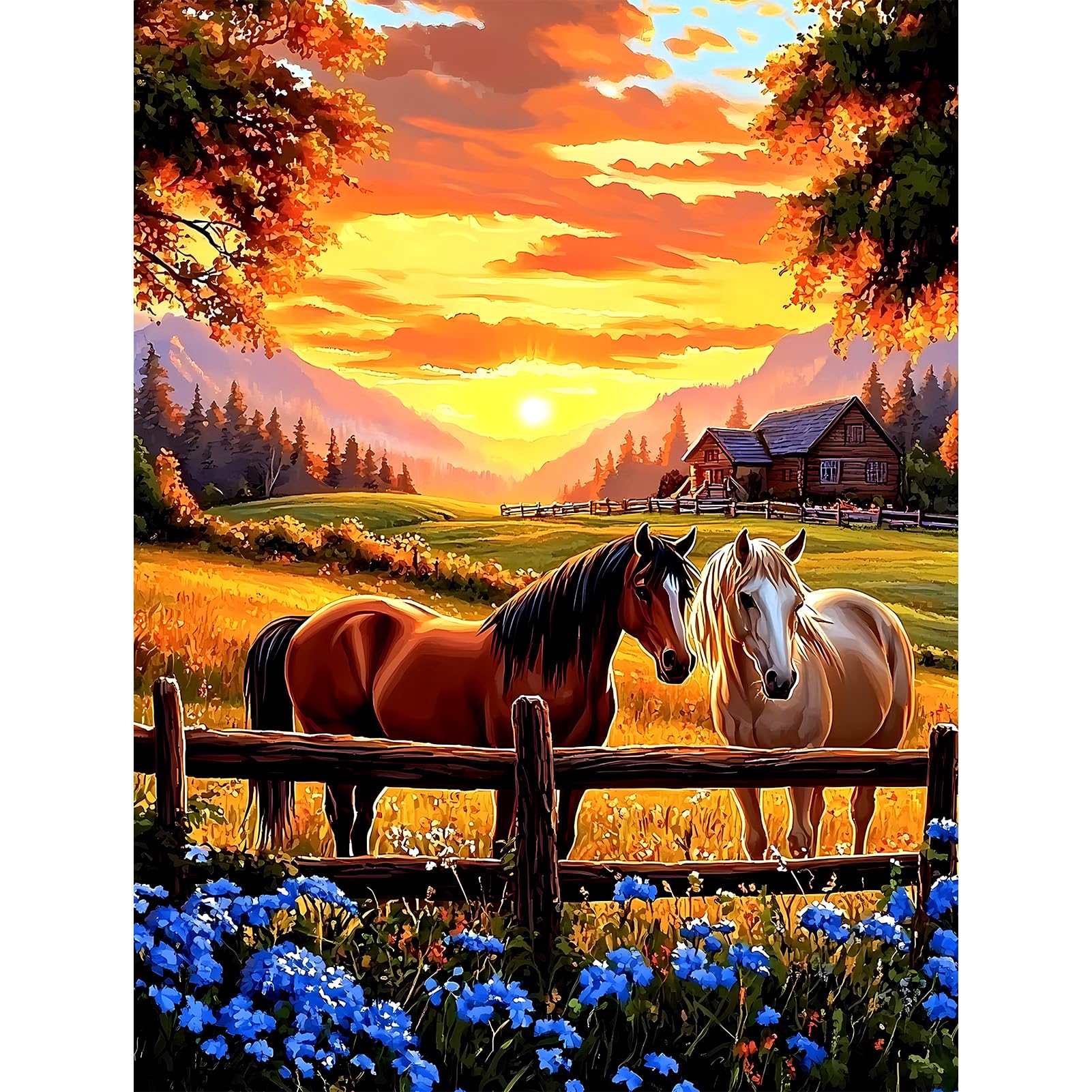 TOSTOG Diamond Art Kits - Sunset Horses -1 TOSTOG Diamond Art Kits - Sunset Horses -1