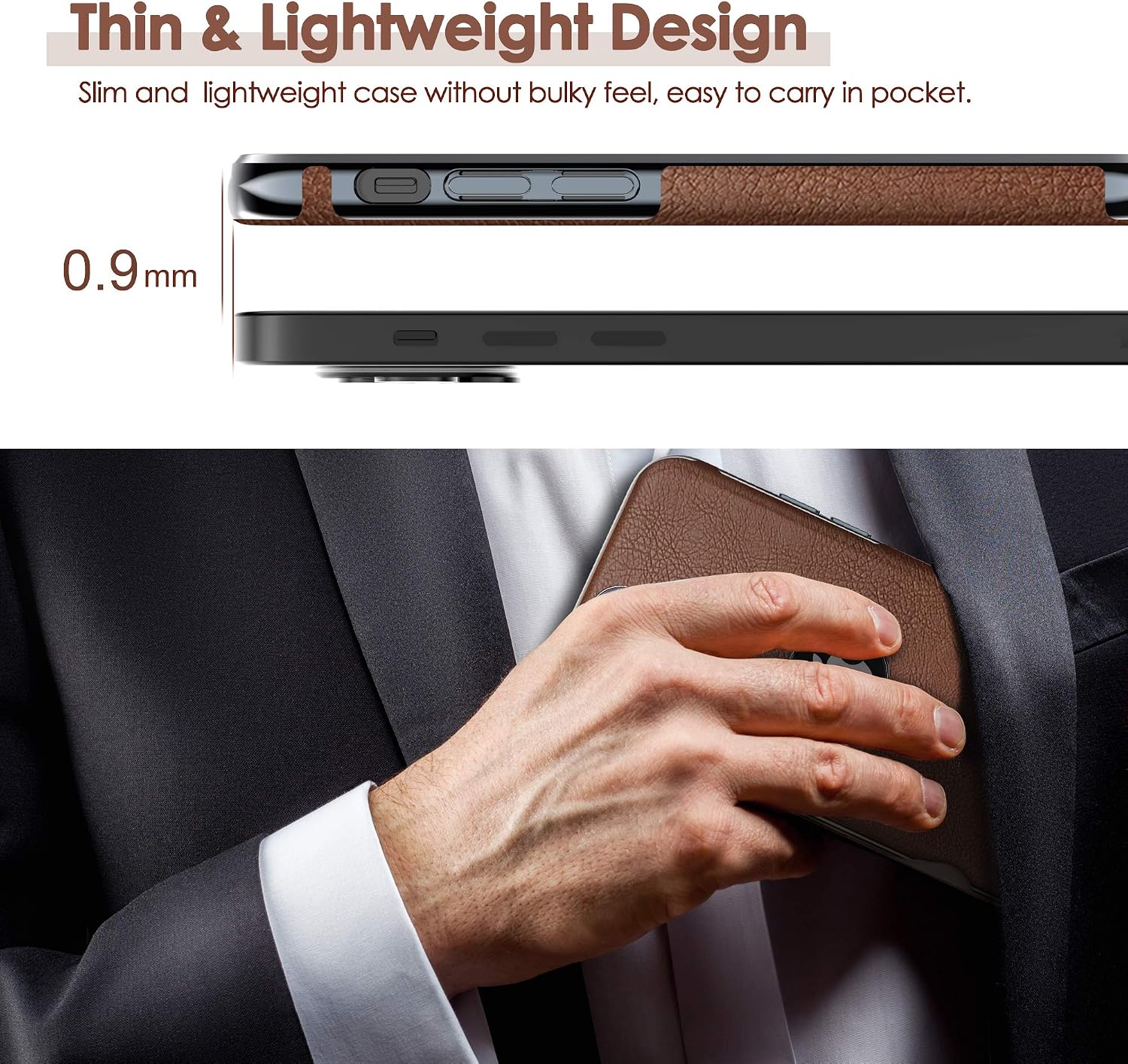 LOHASIC Designed for iPhone 12 Mini Case, Slim Leather Premium Classic Protective Shockproof Anti-Scratch Vintage Phone Case Soft Back Cover Compatible with iPhone 12 Mini 5.4 inch - Brown