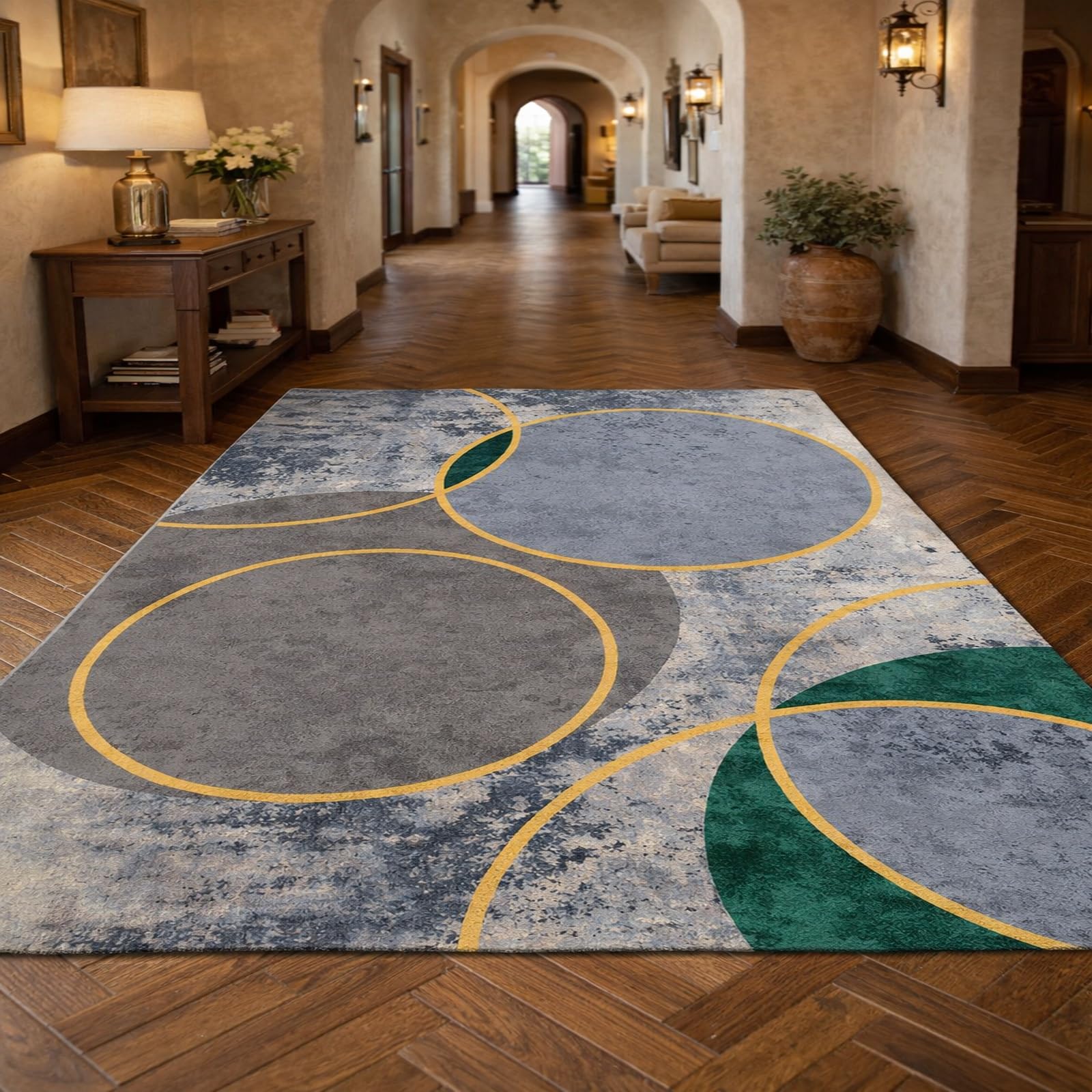 Tapis poils courts résistant et facile à nettoyer pour salon moderne