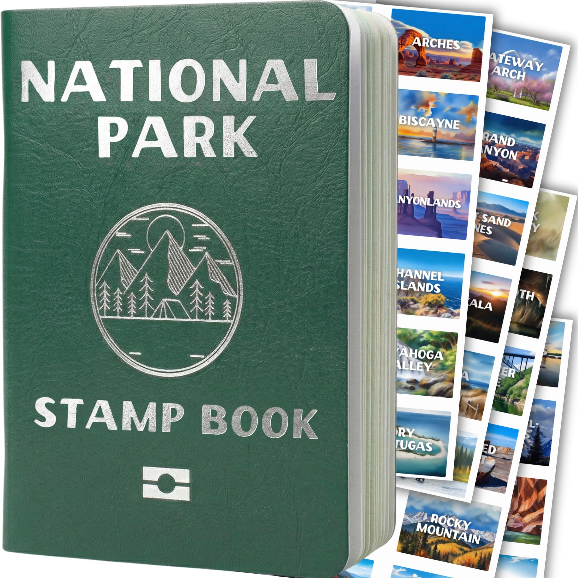 National Parks Stamp Book with Sticker Set: Passport-Sized National Park Book with Passport Stickers, Travel Planner, Map, and Parks Checklist Tracker