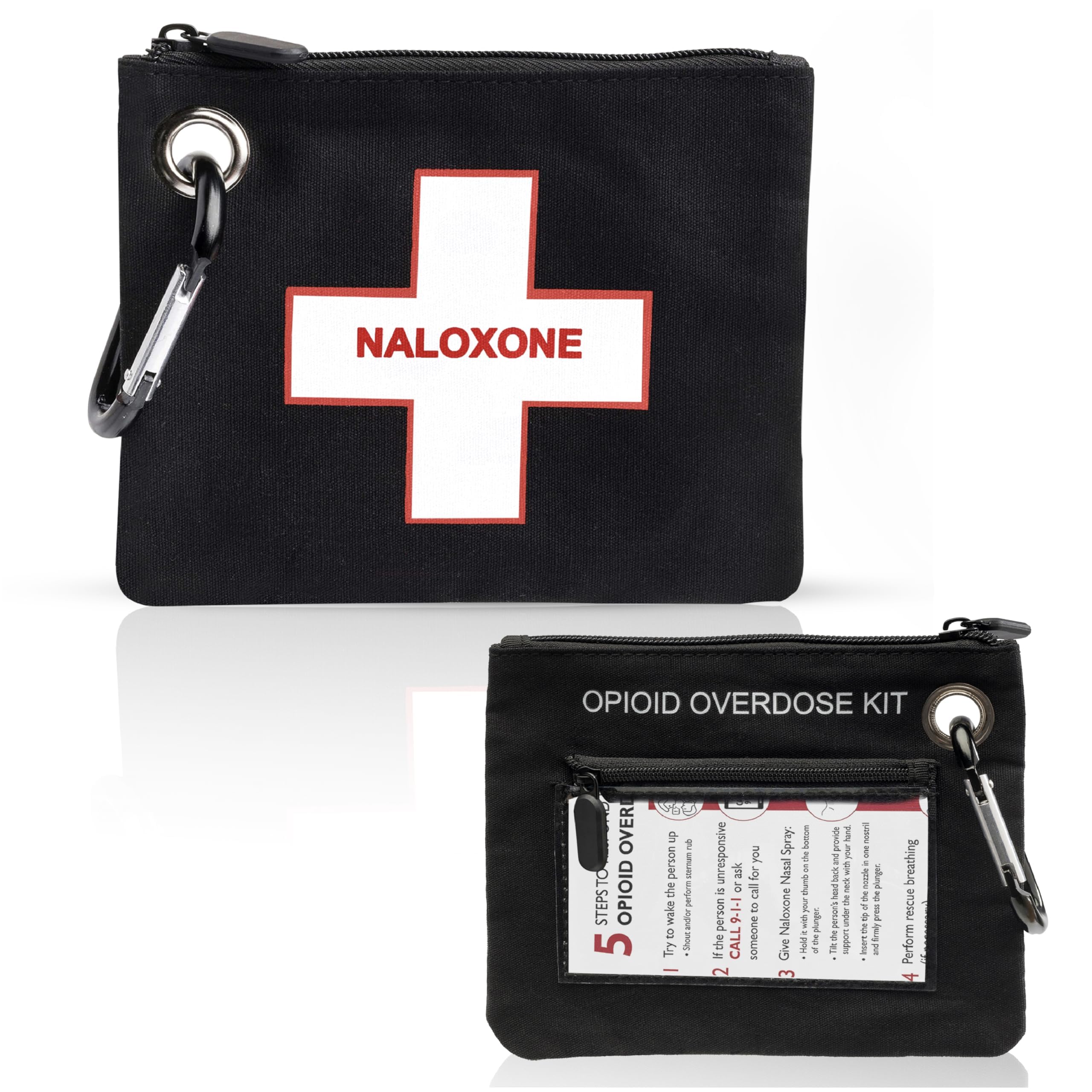 W WILKEN Naloxone Overdose Kit Bag – Compact Canvas Pouch for Naloxone Nasal Spray & Opioid Emergency Response – Holds 2 Naloxone Sprays & Accessories – Naloxone Not Included (Black, 1)