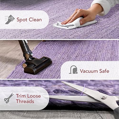 Miniatura 3 de nuLOOM Rigo Tapete rústico de yute, tejido a mano, 6 x 9pies, color morado