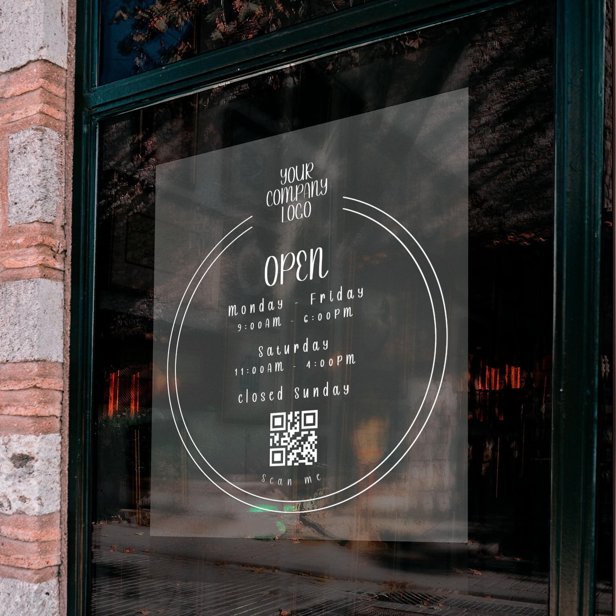 EGD Enhanced Peel & Stick Tech for Custom Business Hours Sign for Glass Door | Business Hours Sign | Hours of Operation Signs for Business with Logo