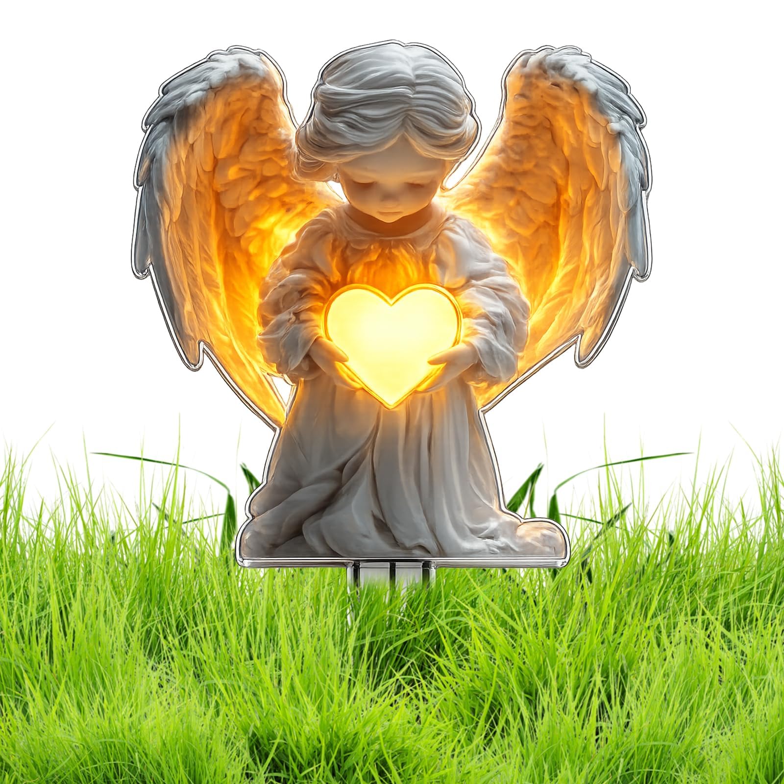 BAGUBDR Angel Garden Ornaments, Grave Ornaments, 2D Flat Angel Garden Stake for Pathway and Lawn Decoration, Garden Decorations with 20 cm by 12 cm Size