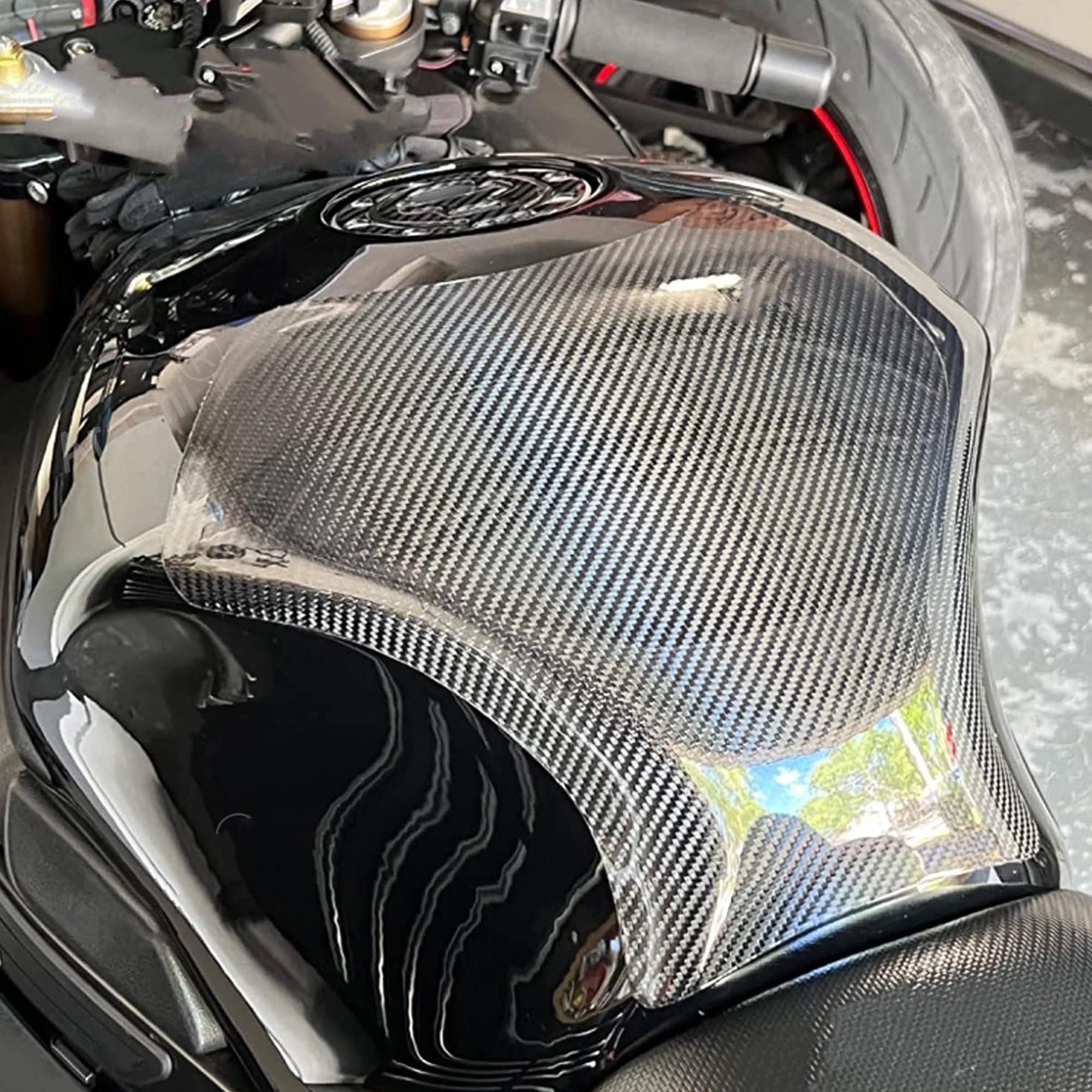 Pasuje do HAYABUSA GSXR1300 Gen 1 1999-2007 pokrywy skrzynka GSX-R GSXR 1300 2000-2002 osłona paliwa zbiornika z włókna węglowego Tarcza zbiornika paliwa