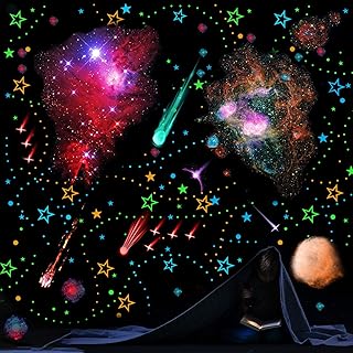 5 Sheets Glow in The Dark Stars for Ceiling Glowing Star Moon Planets Wall Decals Solar System Galaxy Space Stickers Nursery Wall Decals for Kids Boys Bedroom Party Decor (Starry Sky)