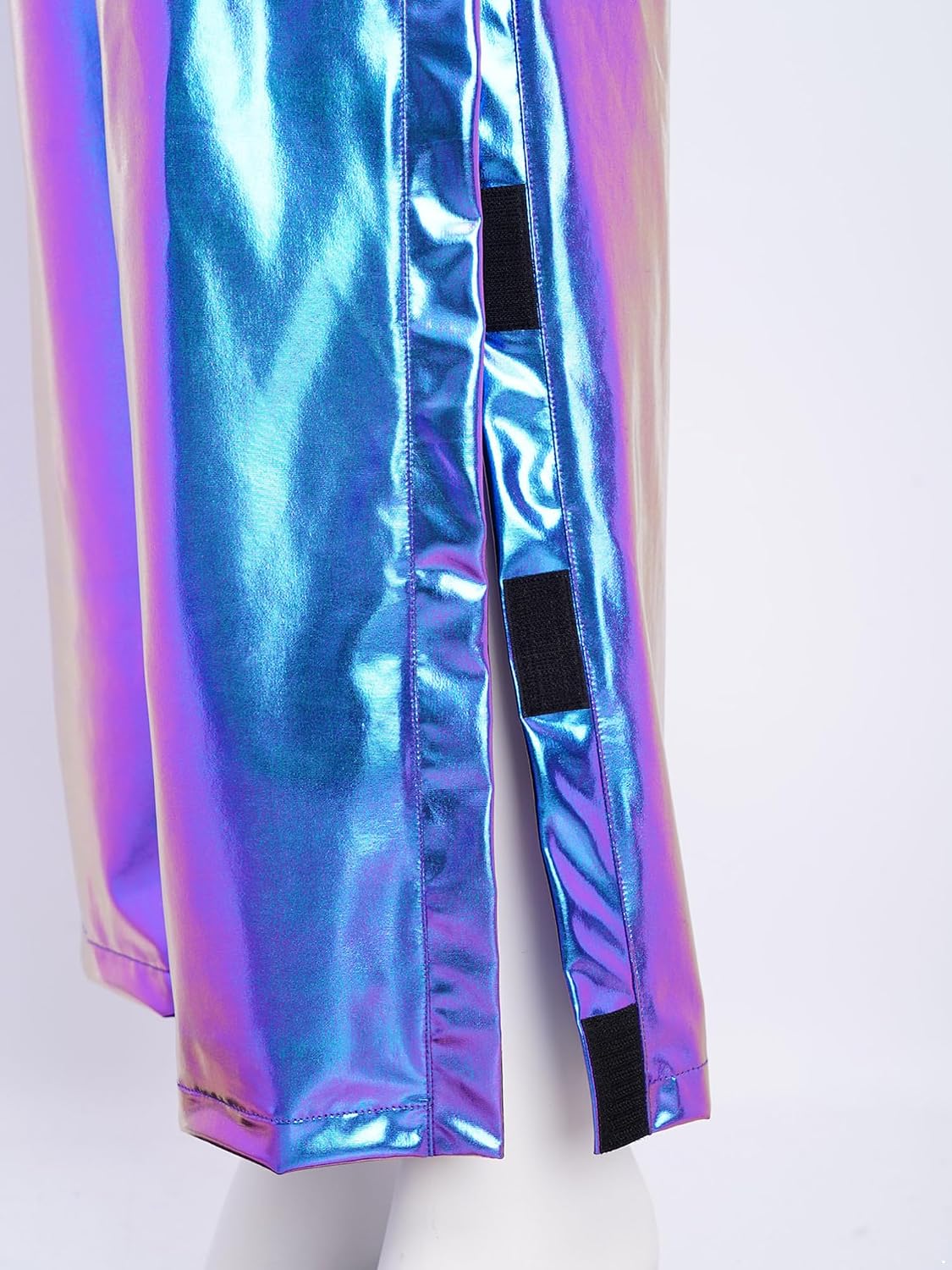 dPois Womens Shiny Jazz Dance Pants Tear Away Full Side Hook-and-Loop Hip Hop Streetwear