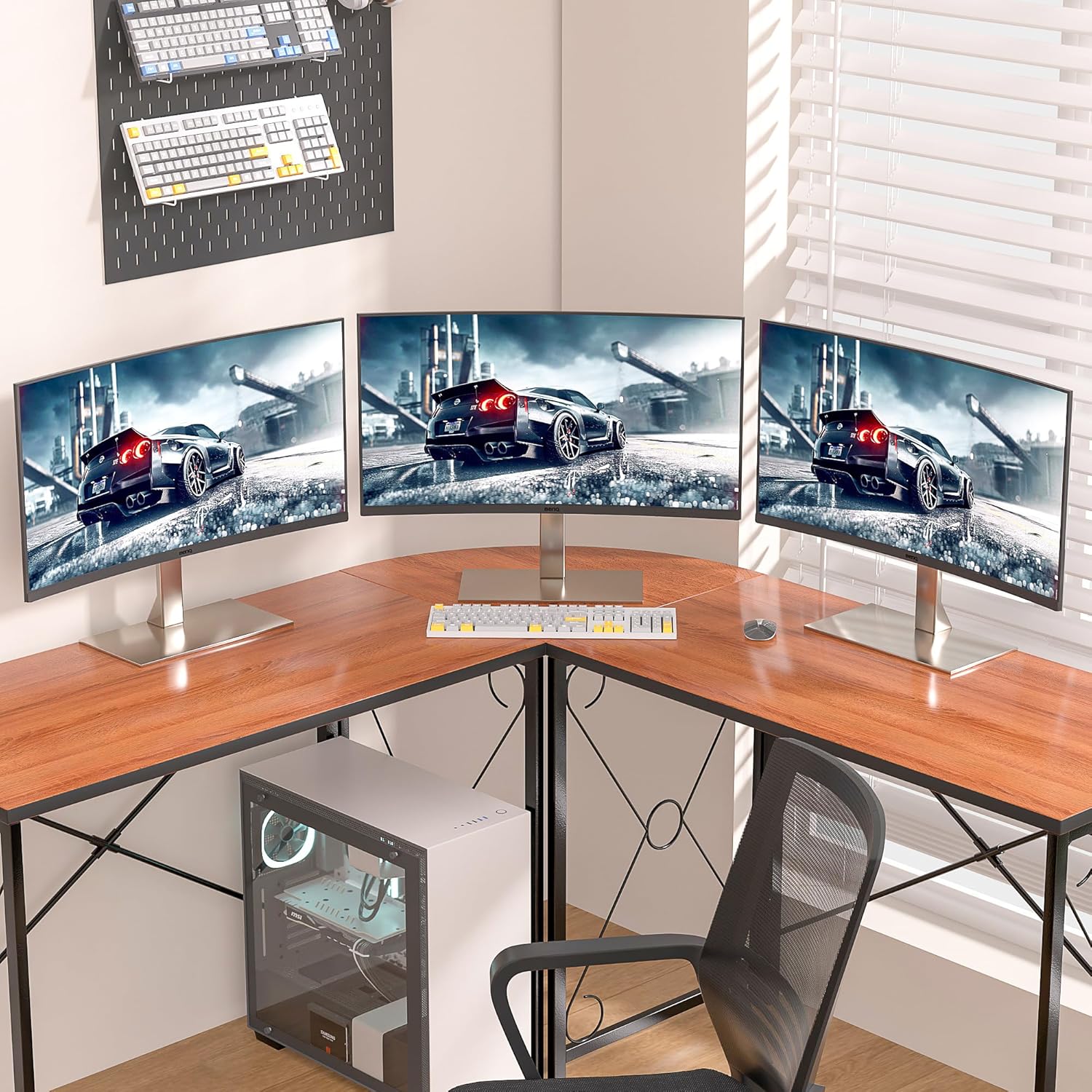 VECELO 39.4" Folding Computer Desk Simple Laptop Table Home Office Workstation for Reading Writing, No Assembly Needed, Small Space, Retro Brown（2pack）