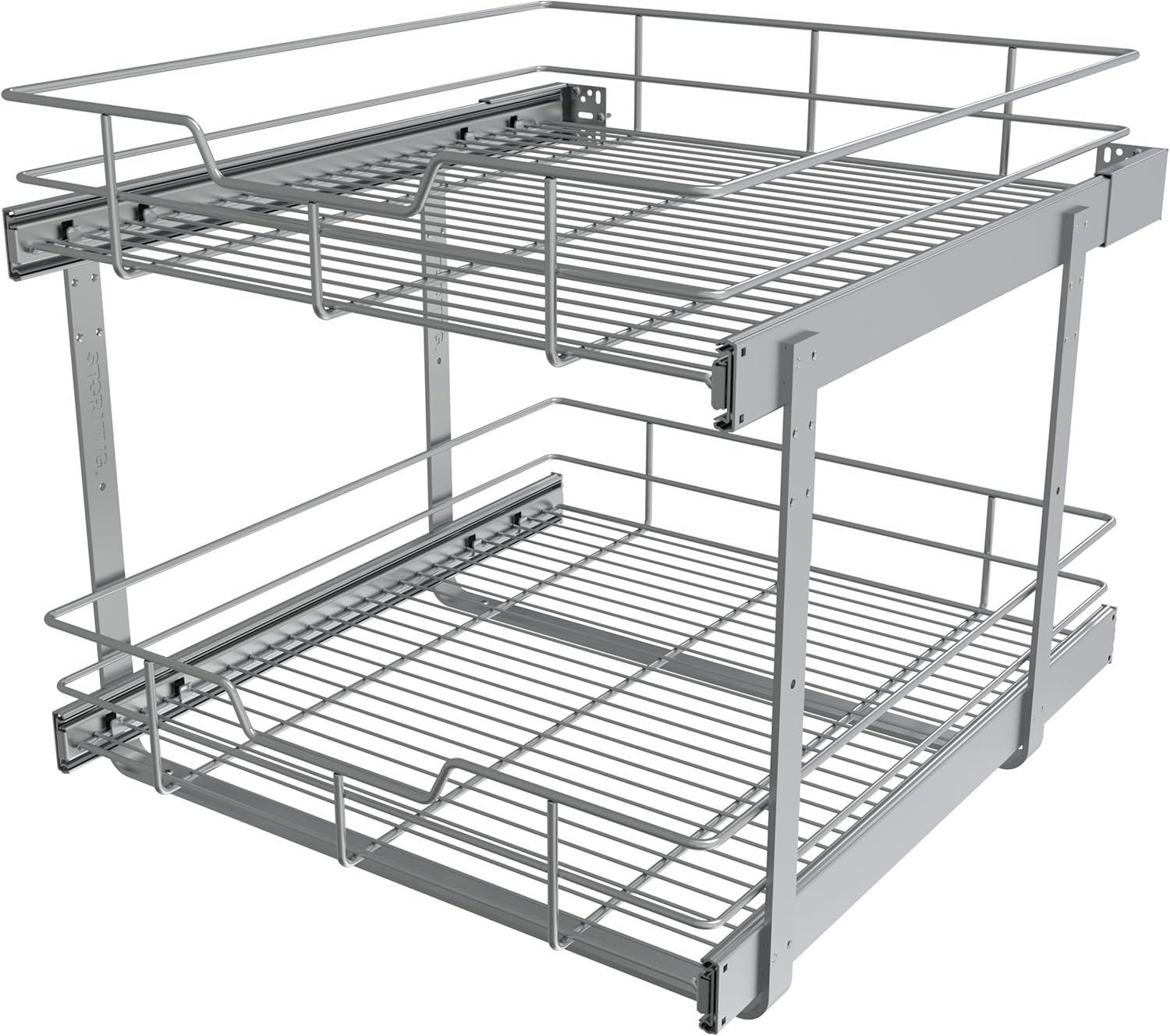 2 Tier Pull Out Cabinet Organizer 20" W X 22" D, Slide Out Drawers For Kitchen Cabinets, Pull Out Drawers For Cabinets Capacity Heavy Duty Caddy, Cabinet Pullout Shelves Chrome-Plated,Bathroom Pantry 20" W X 22" D 2 Tier