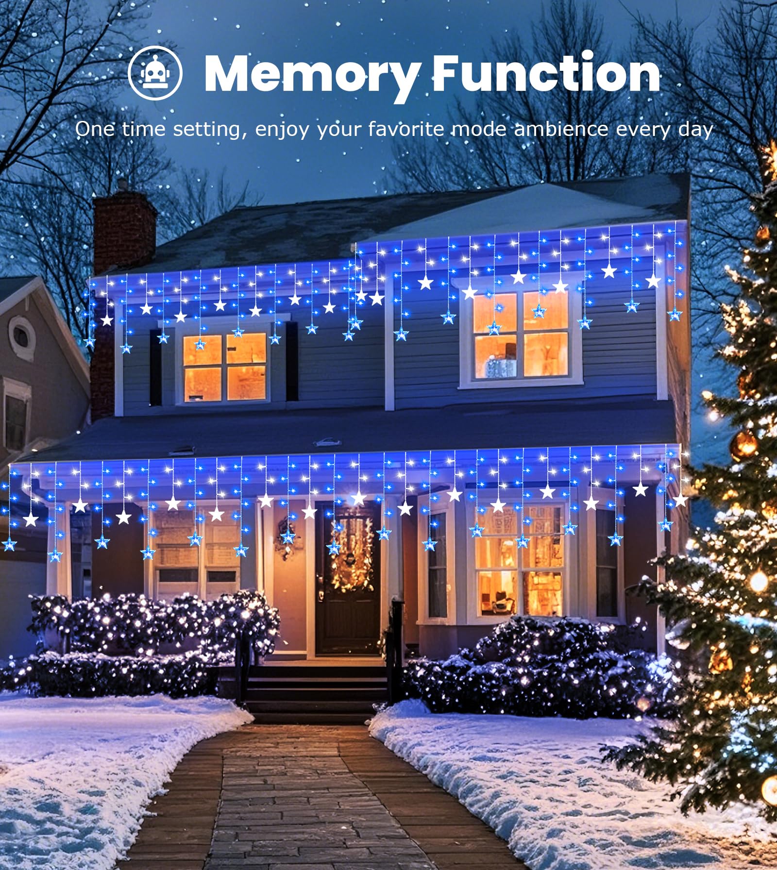 ULIGHTOWN Icicle Lights Outdoor, 9M/29.5FT Star Icicle Outdoor Christmas Lights - Image 4