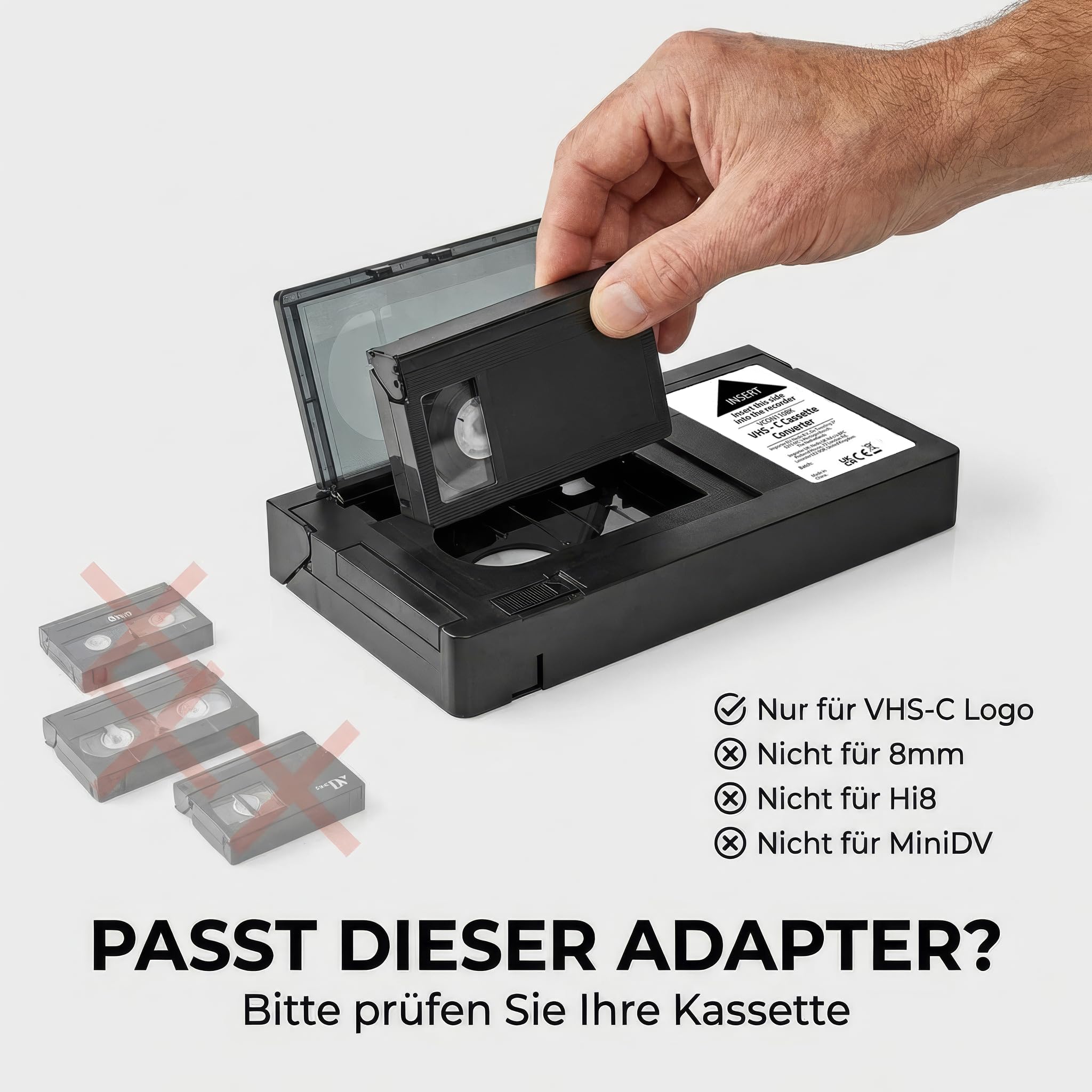 Nedis VHS-Konverter - Konvertierung: VHS-C auf VHS - Plug & Play - Schwarz
