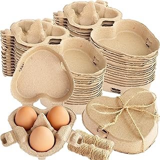 Haawooky 36 Pcs Egg Cartons,3 Count Heart Shaped Paper Pulp Egg Container,Storage Containers Holder for Valentine's Day Easter,Storing Extra Eggs