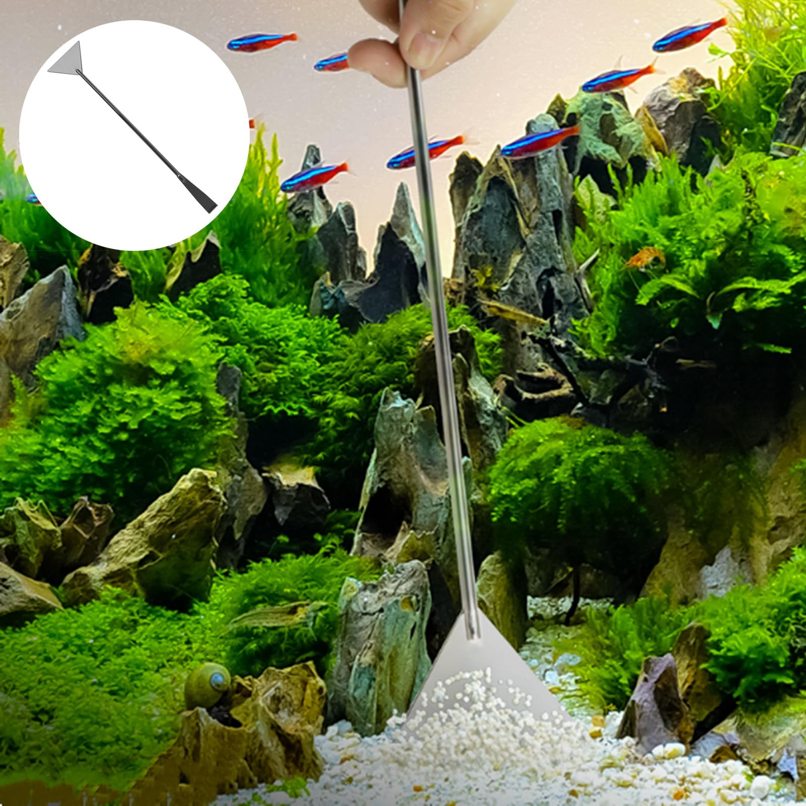 Aquariums Algae Scraper Sand Shovel Cleaning Scraper Cleaner Gravel Rake Tank Clean Aquascape Tool Accessories - Image 4